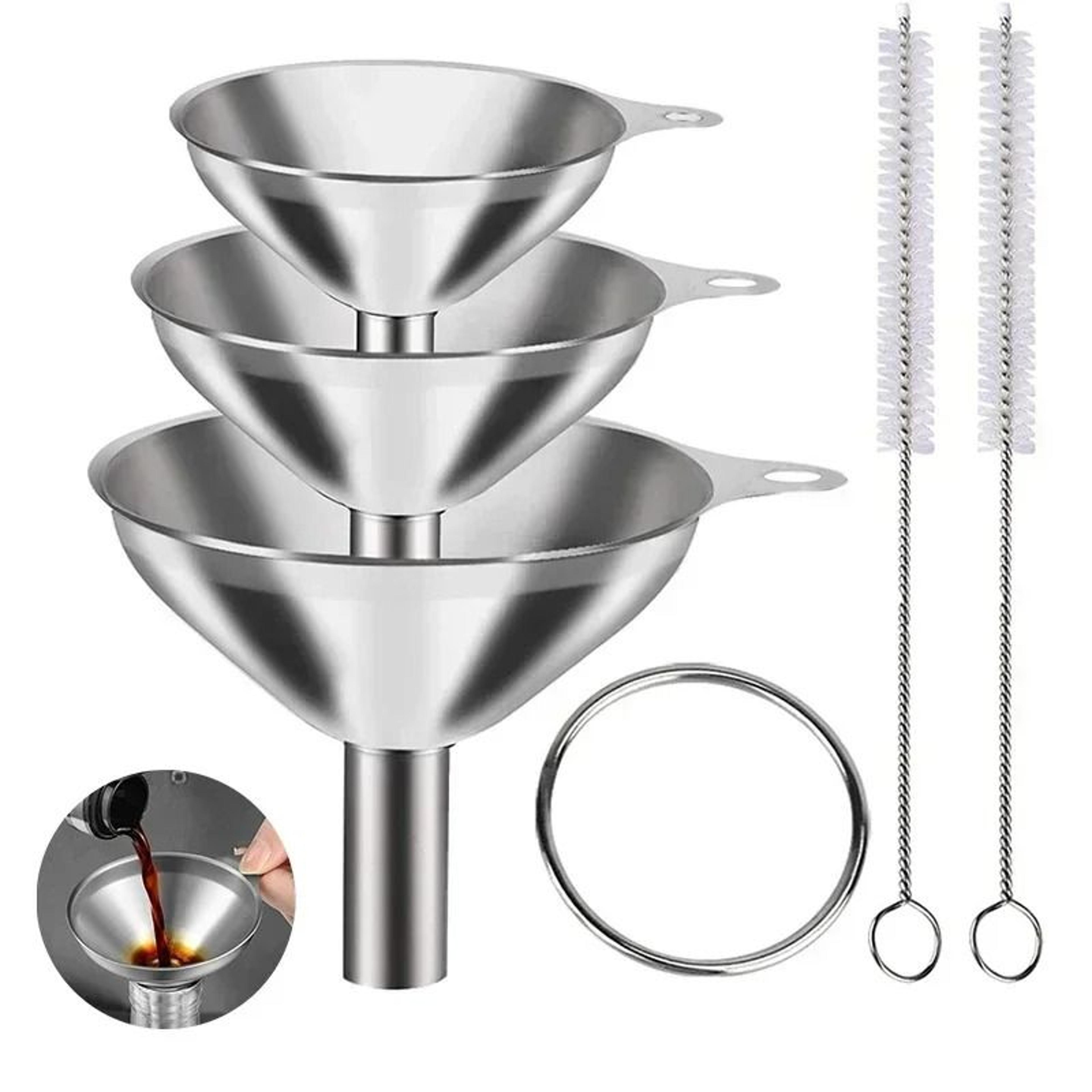 Stainless Steel Kitchen Funnel Set For Bottles Oils And Spices 1