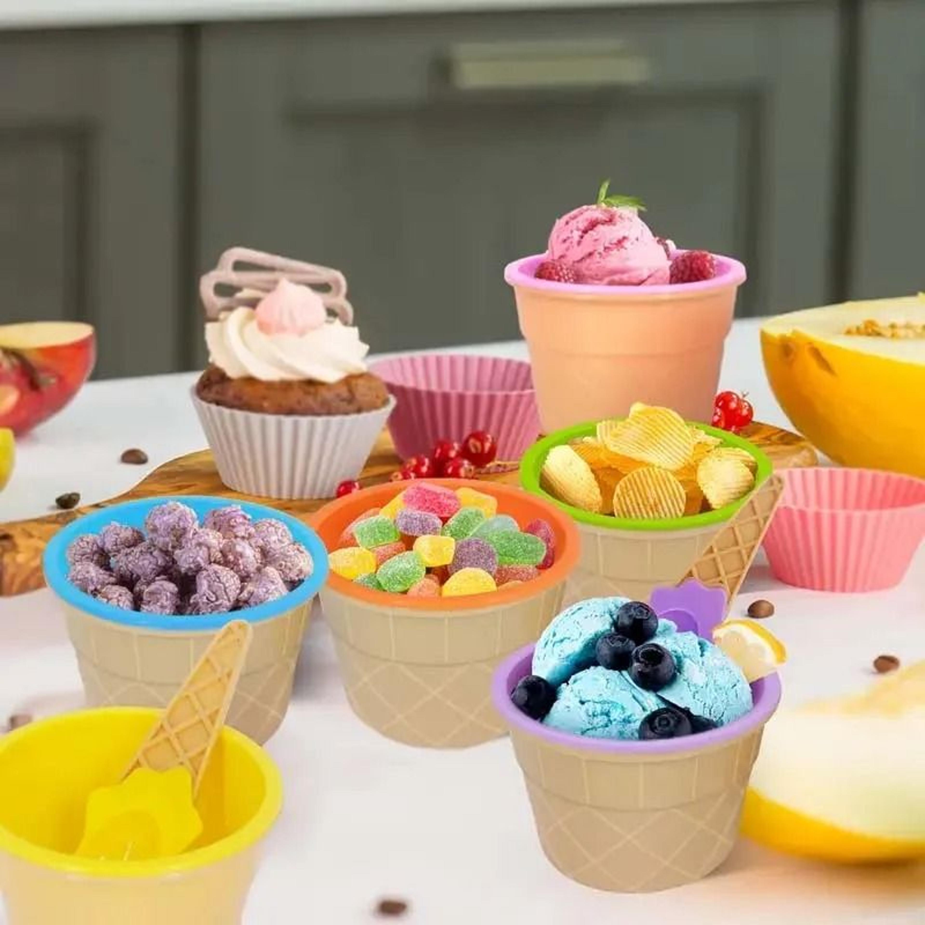 Reusable Cartoon Ice Cream Bowl And Spoon Set For Kids 5