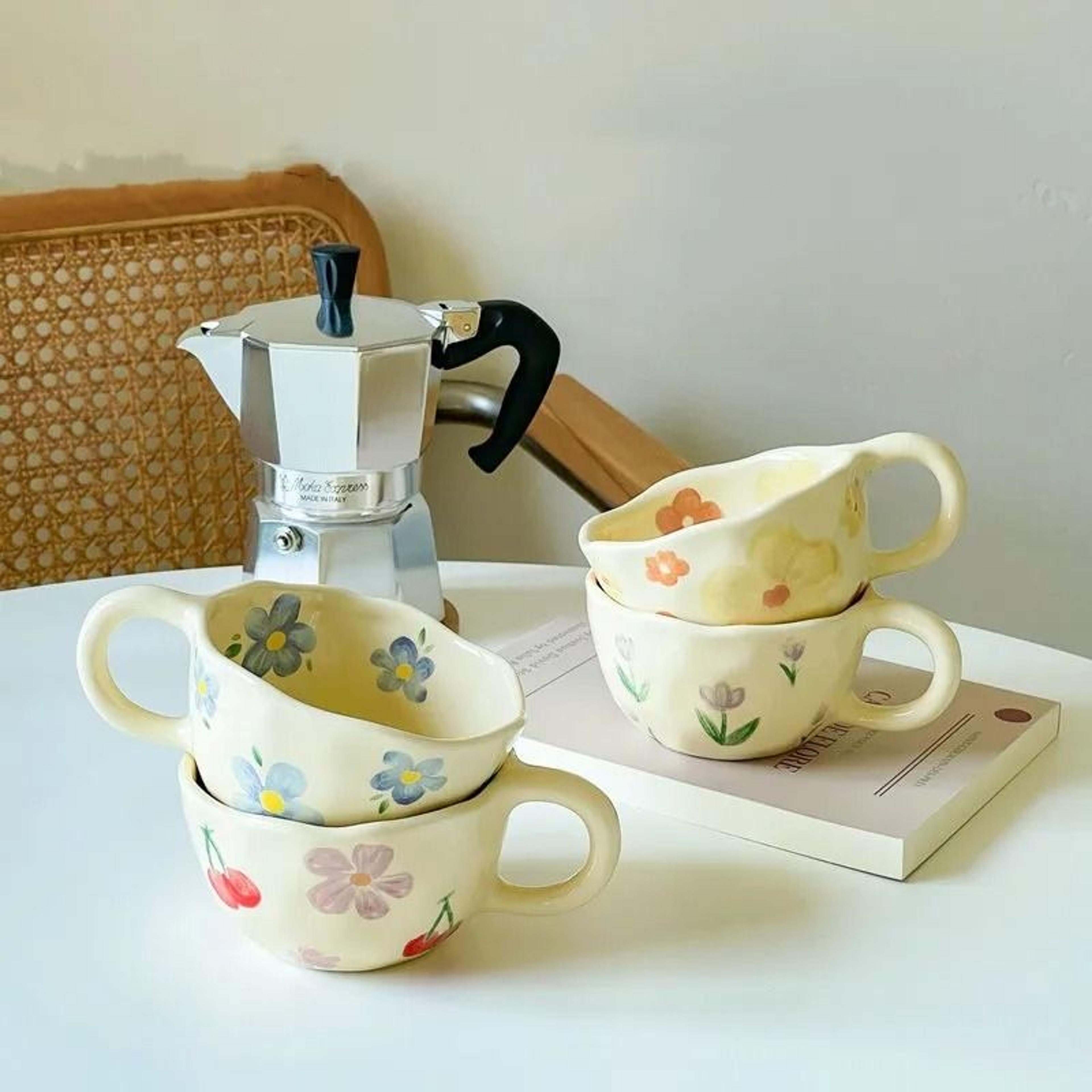 Handcrafted Irregular Flower Ceramic Coffee Mug 0