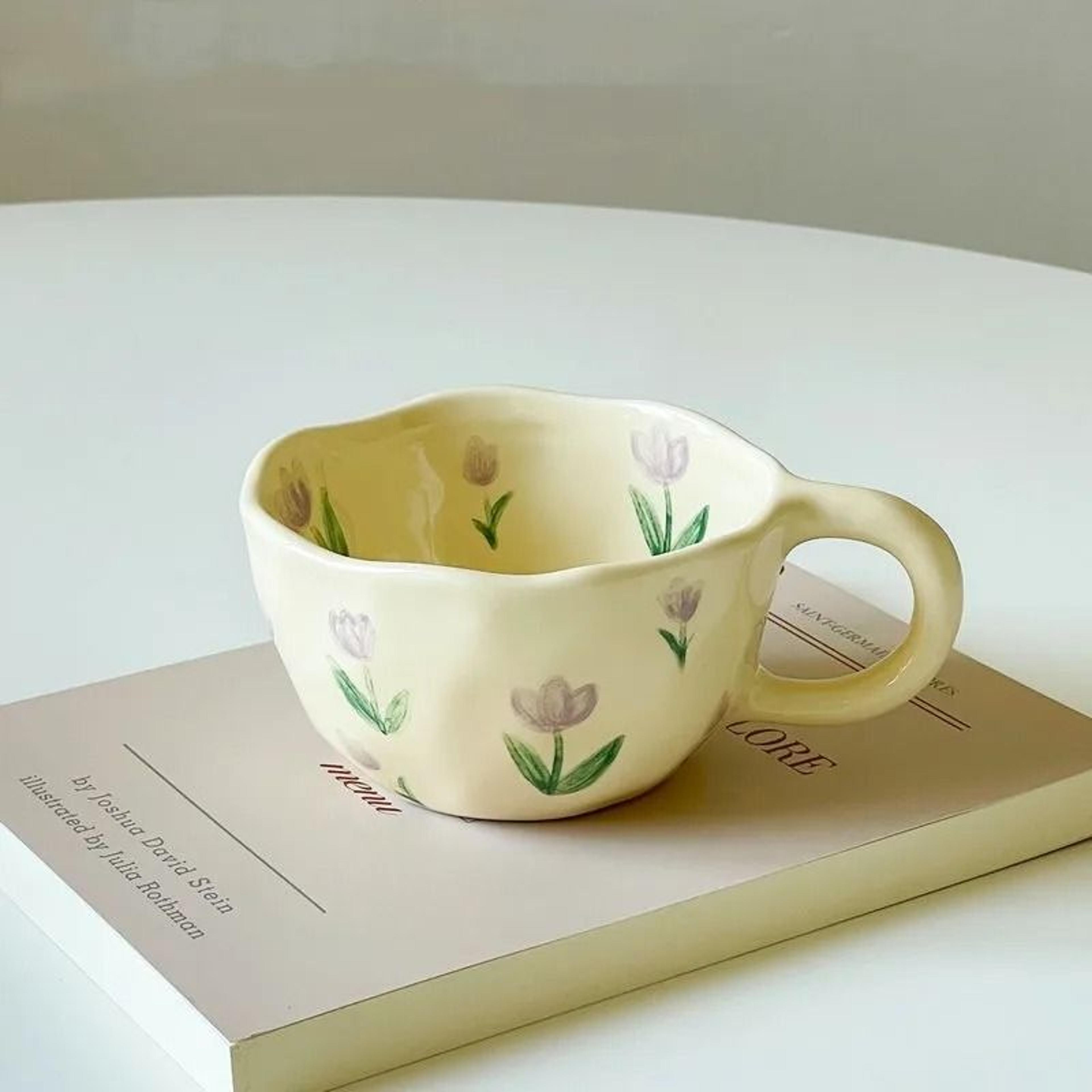 Handcrafted Irregular Flower Ceramic Coffee Mug 3