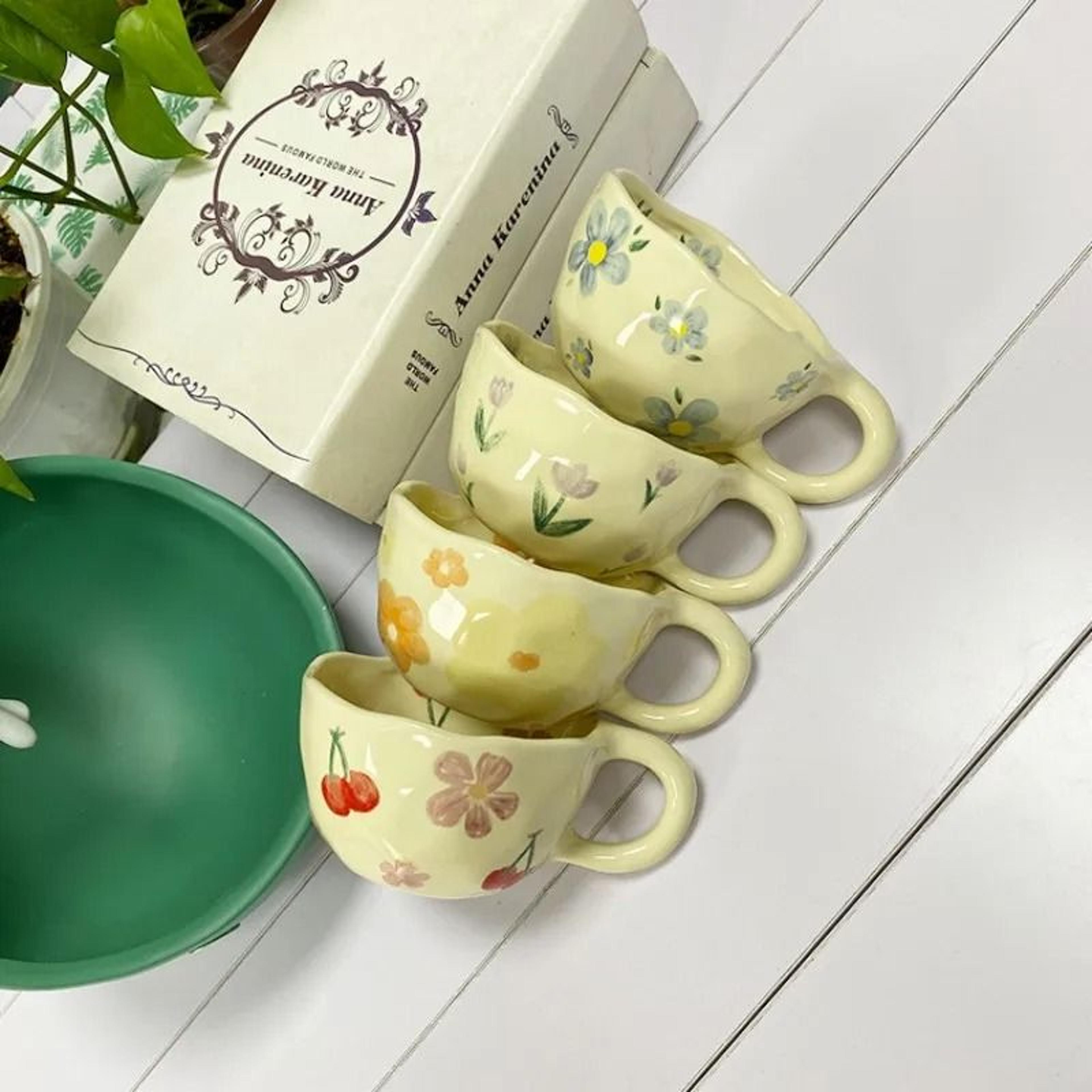 Handcrafted Irregular Flower Ceramic Coffee Mug 6