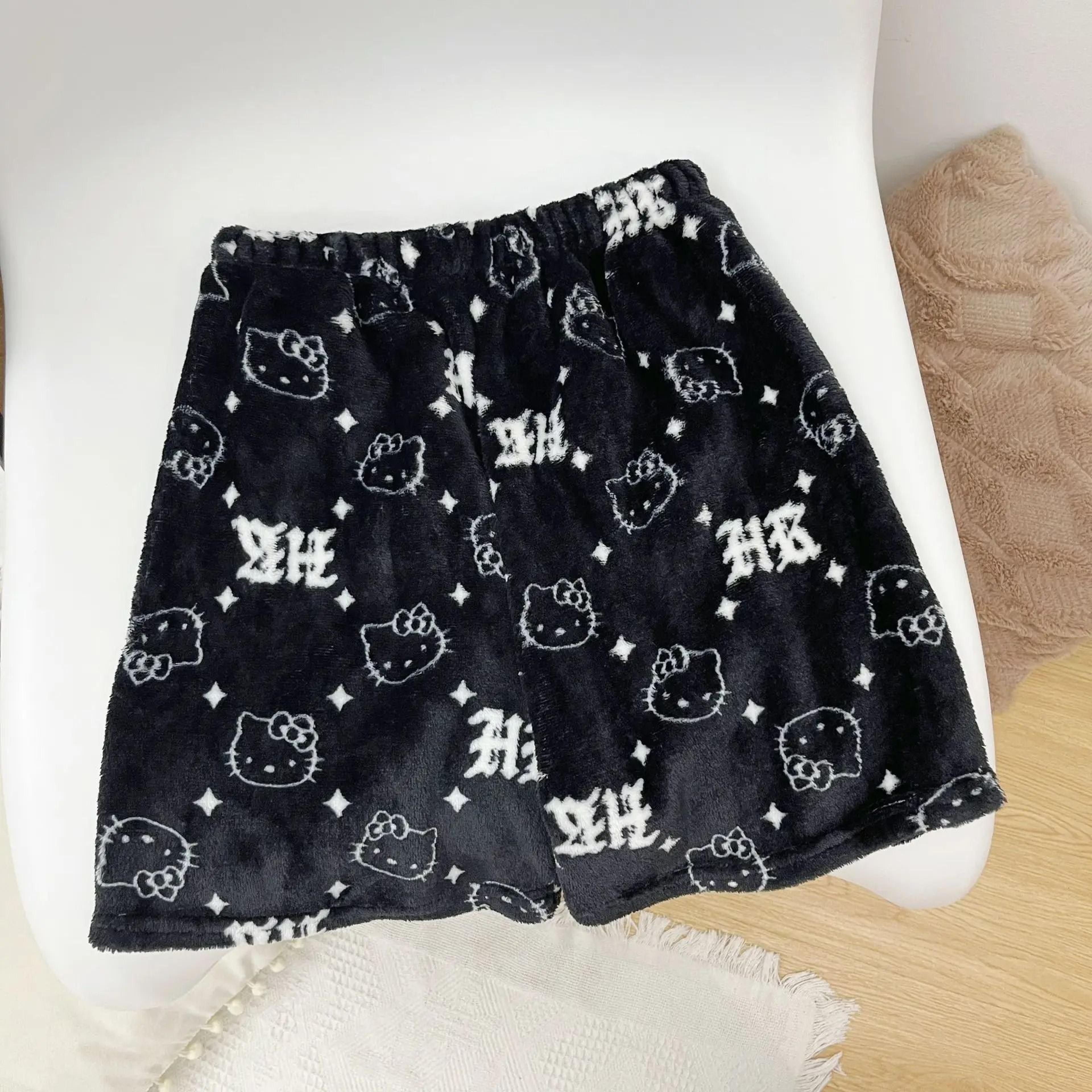 Cartoon Print Plush Lounge Pajama Pants For Women 8