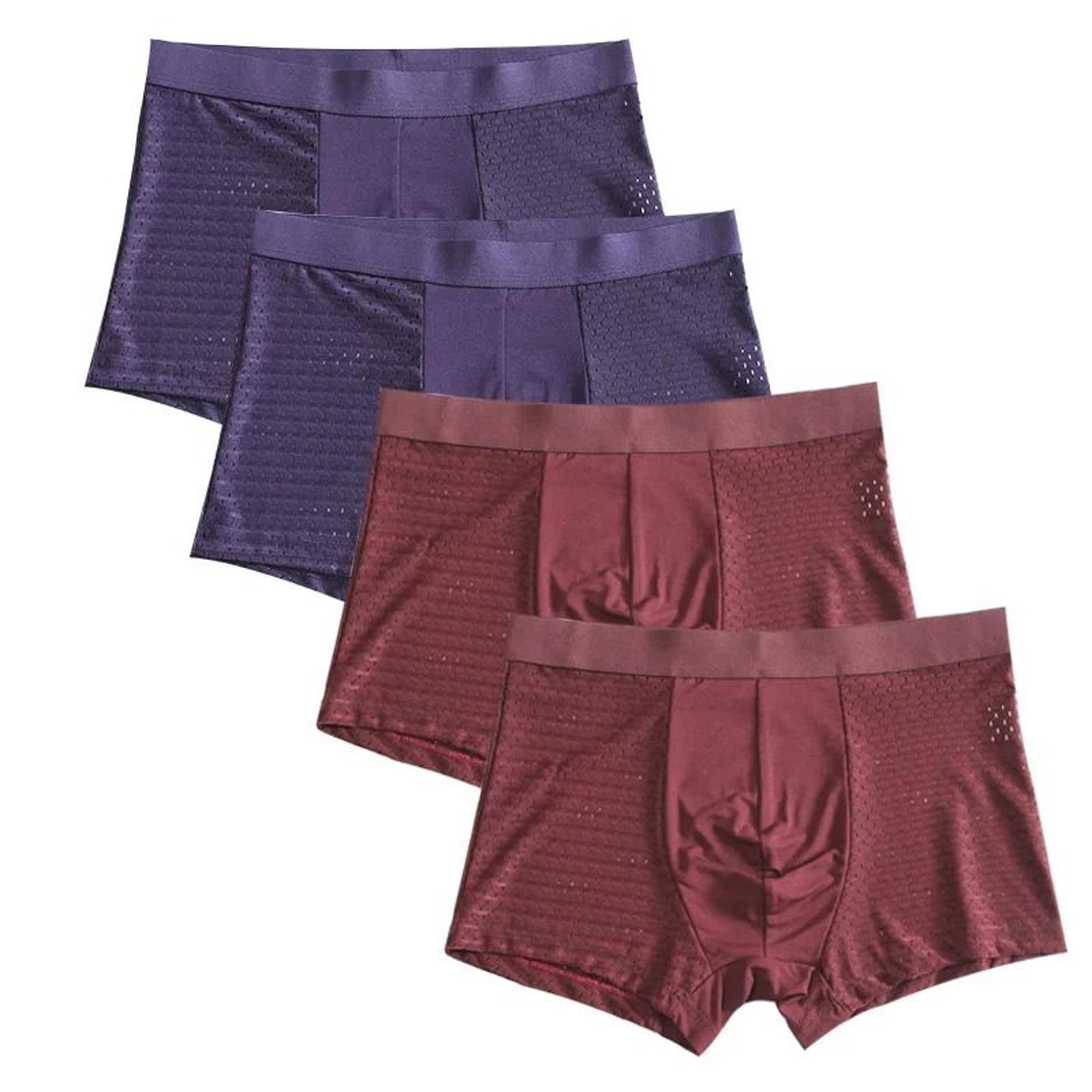 Plus Size Bamboo Fiber Mens Boxer Briefs Breathable Comfort Fit 4 Pack 11
