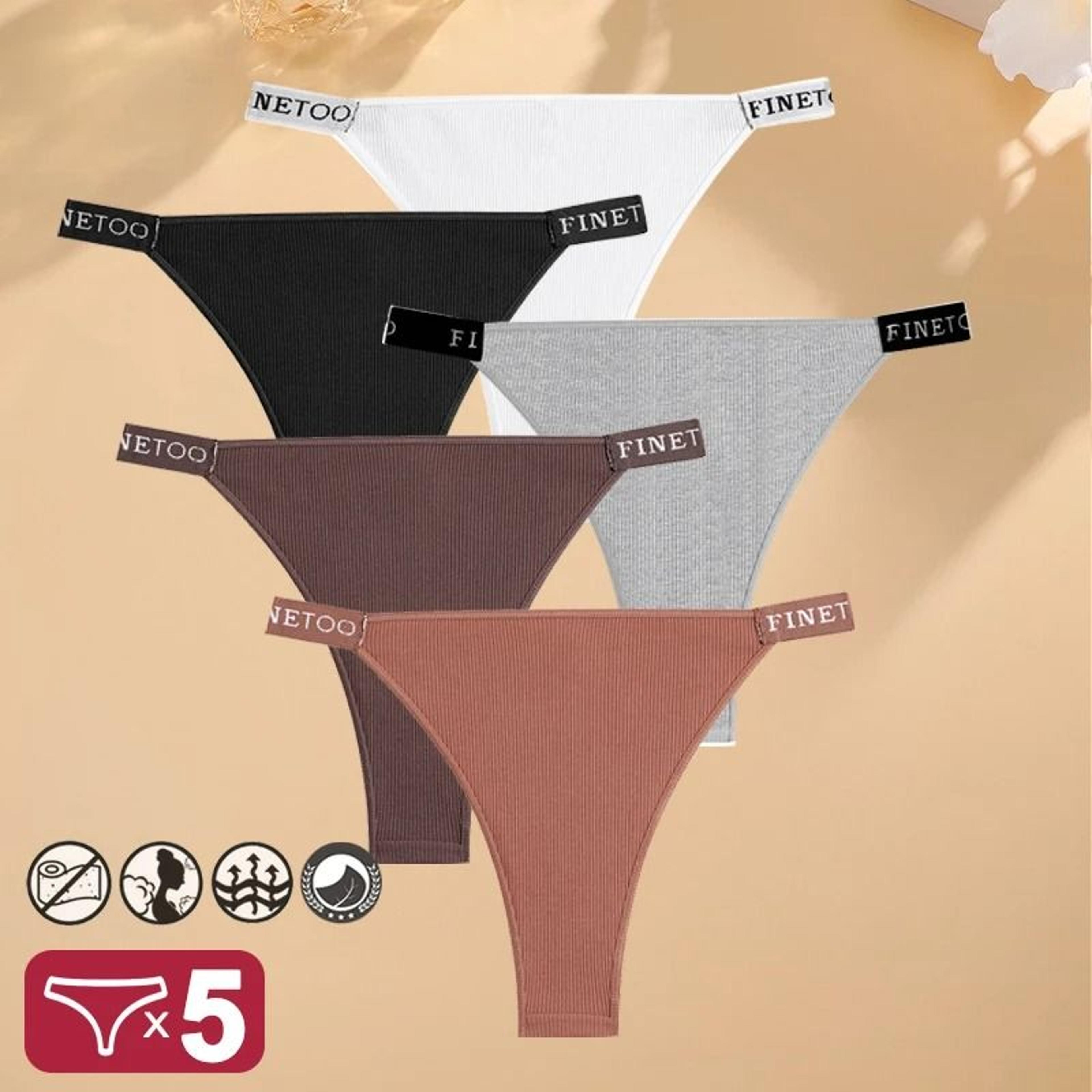 Womens Cotton Letter Panties Low Waist Comfortable Briefs 5 Piece Set 11