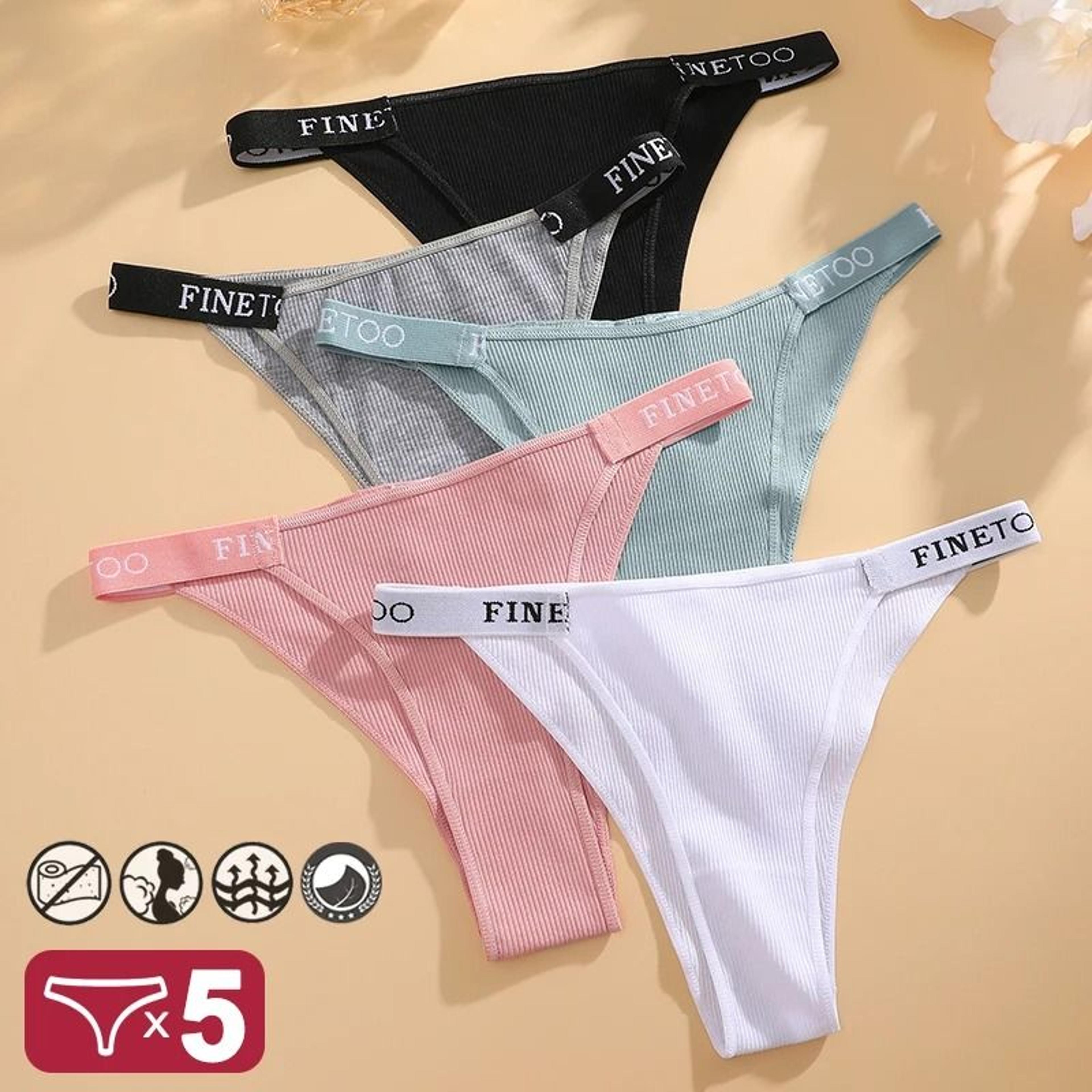 Womens Cotton Letter Panties Low Waist Comfortable Briefs 5 Piece Set 6