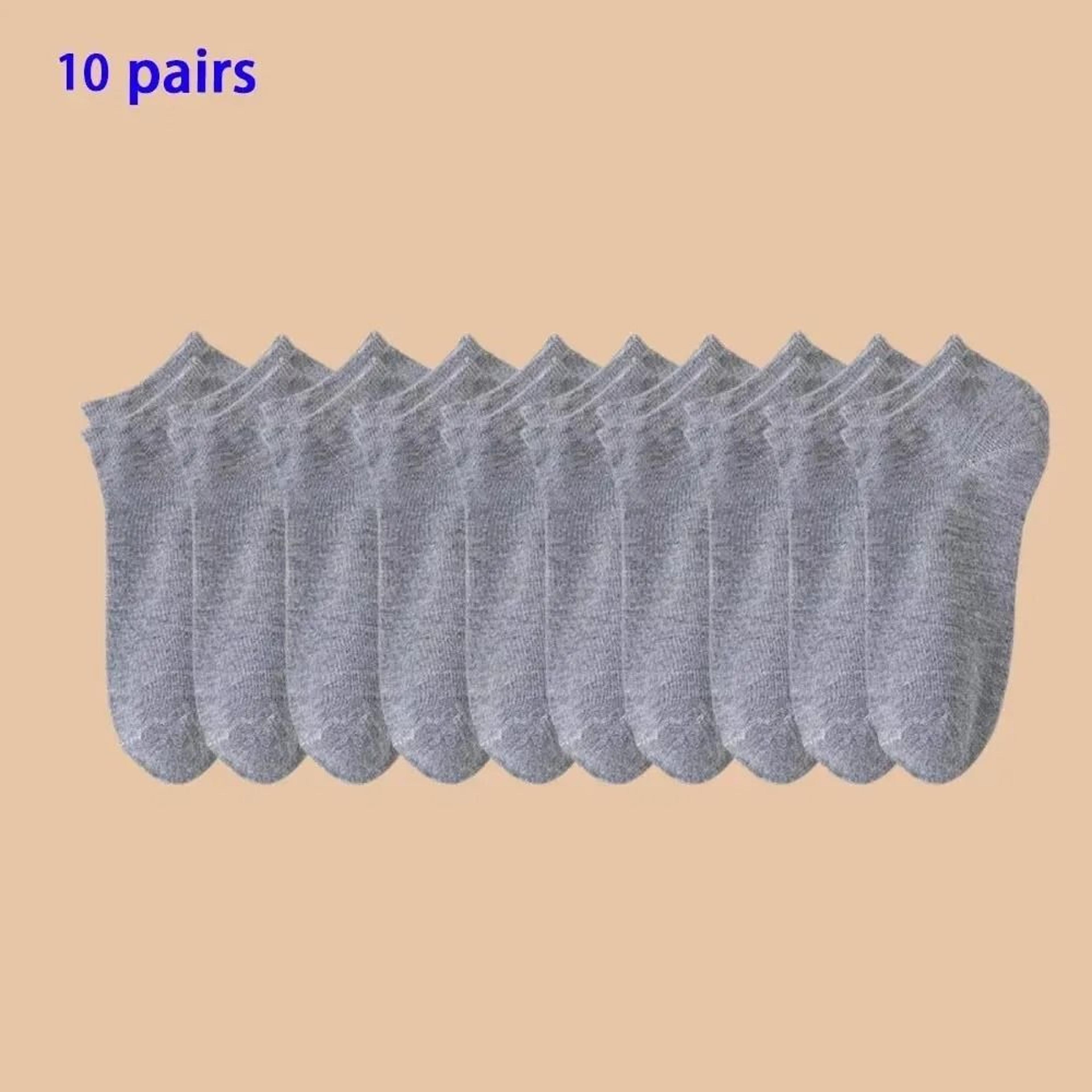 Unisex Solid Color Ankle Socks Soft Lightweight Low Cut Boat Socks 10 Pair Set 2