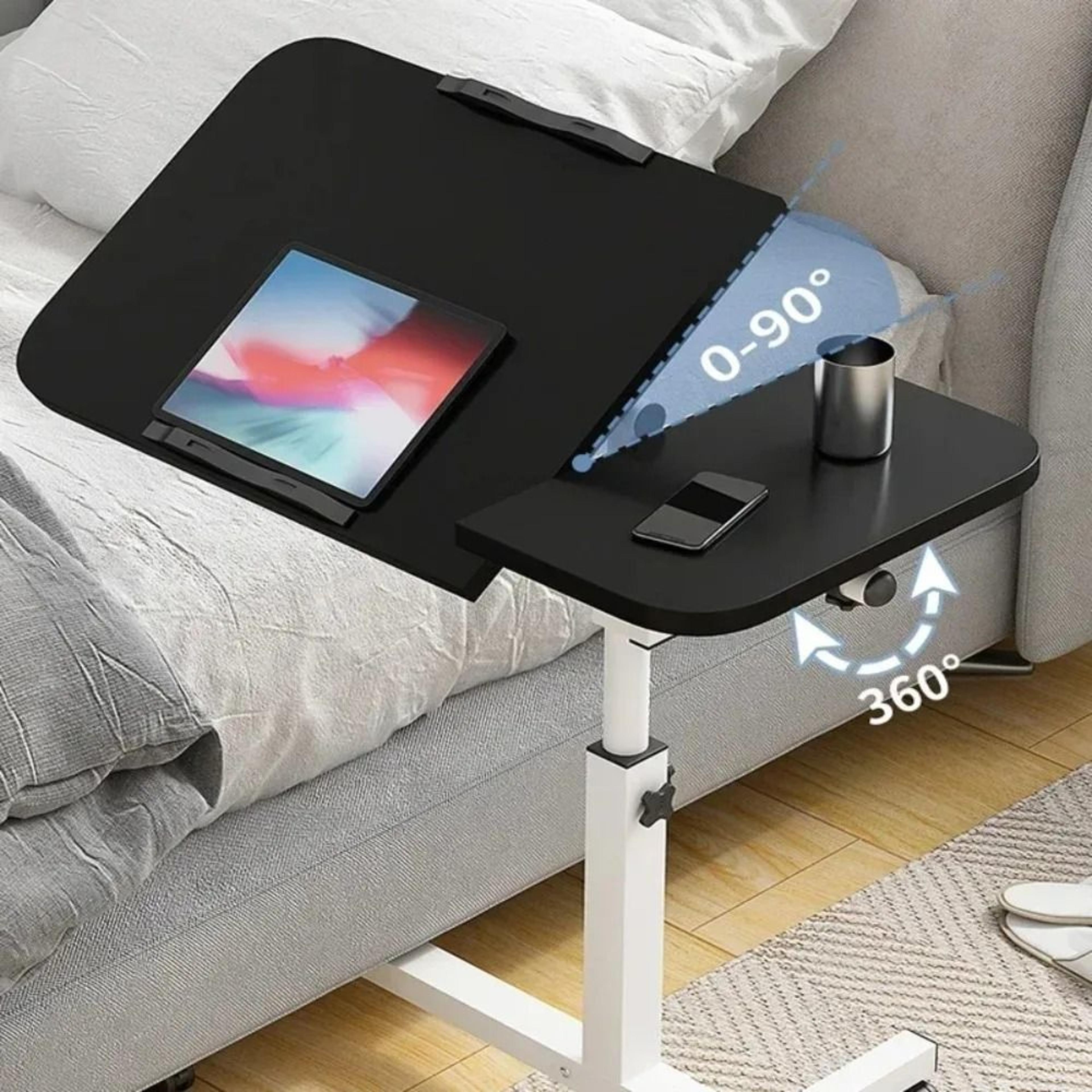Adjustable Rolling Bedside Laptop Table With Rotating Surface 4
