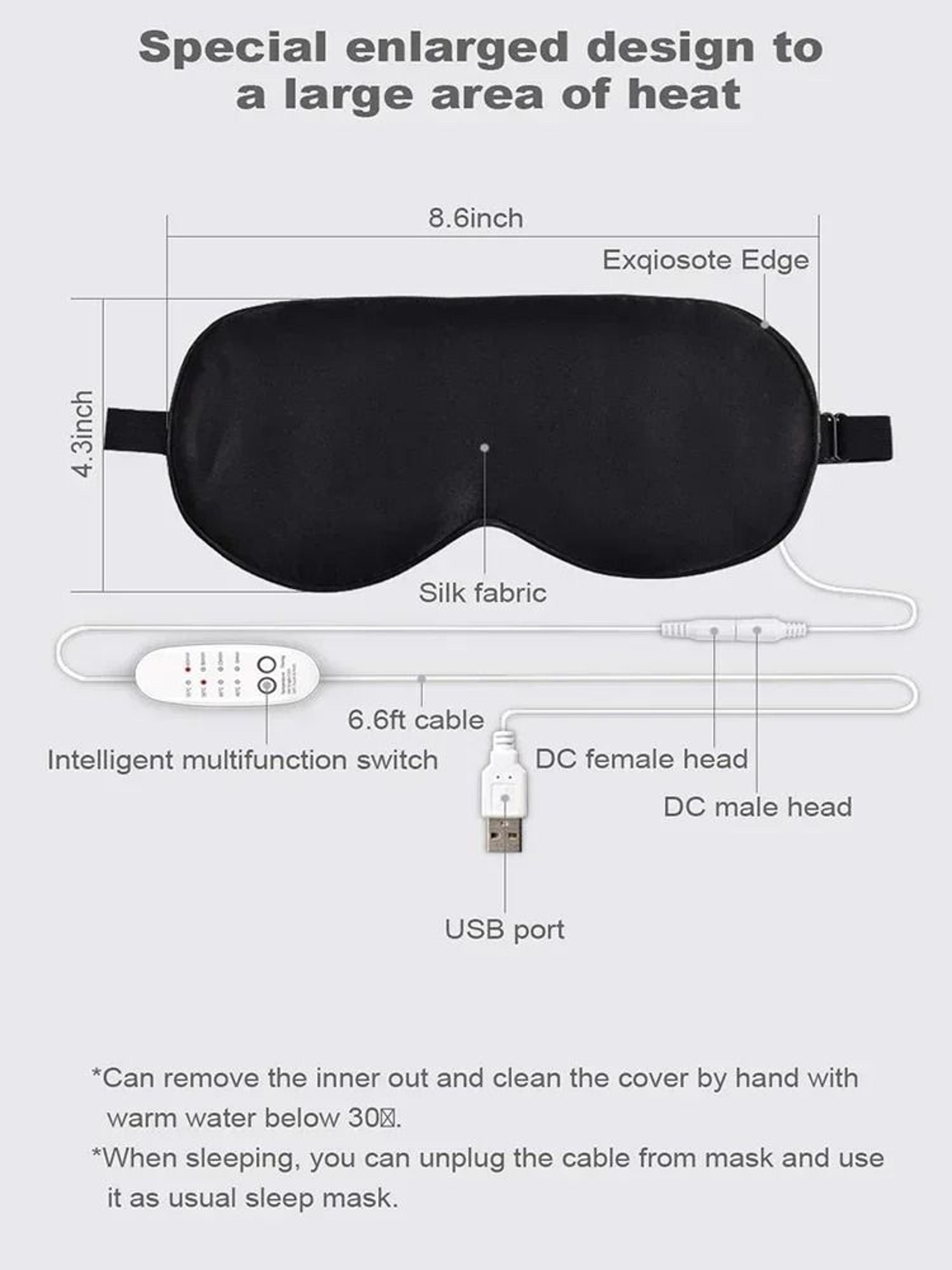 USB Heated Silk Eye Mask With Adjustable Temperature And Timer 3