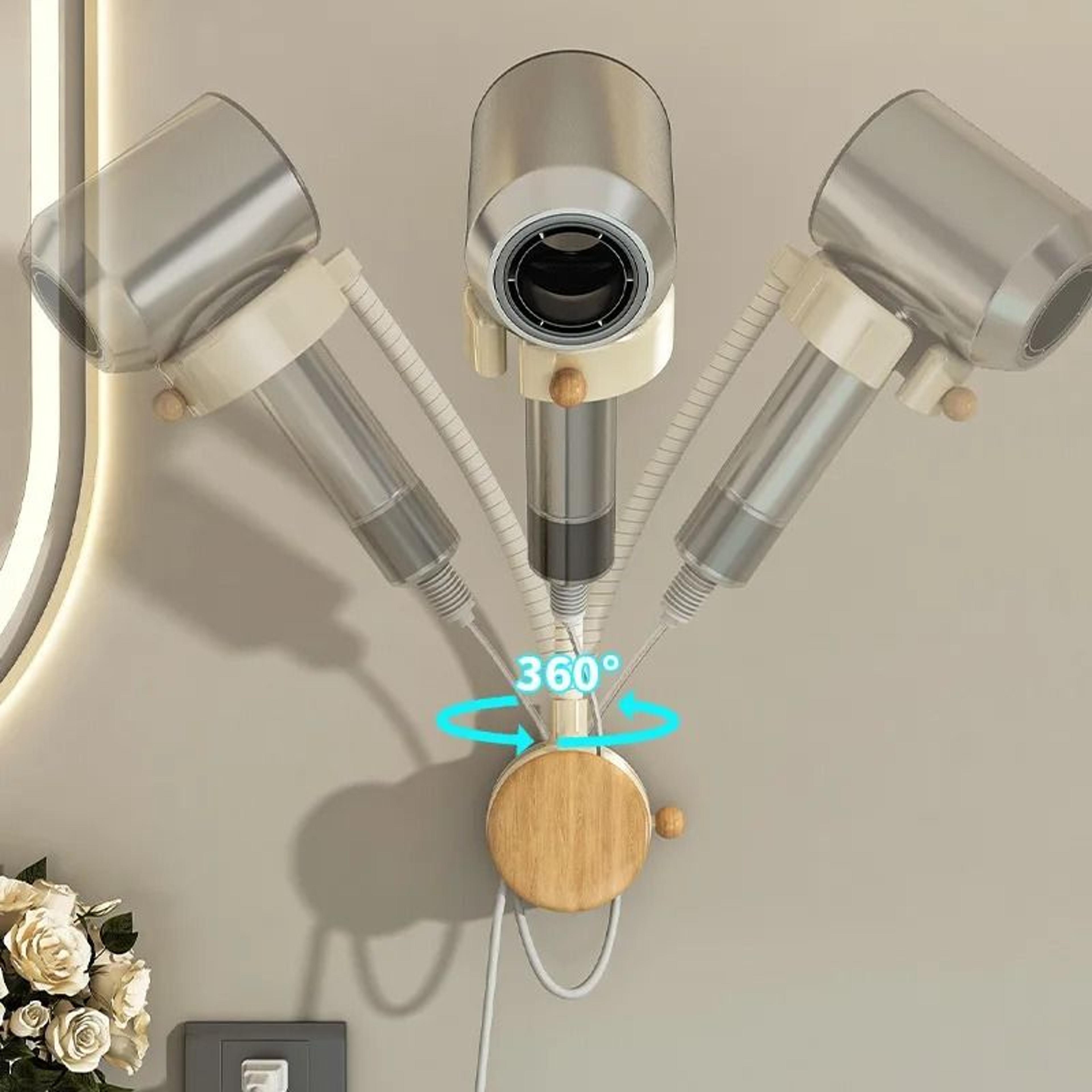 Rotatable Wall Mounted Hair Dryer Holder With Adjustable Arm 3