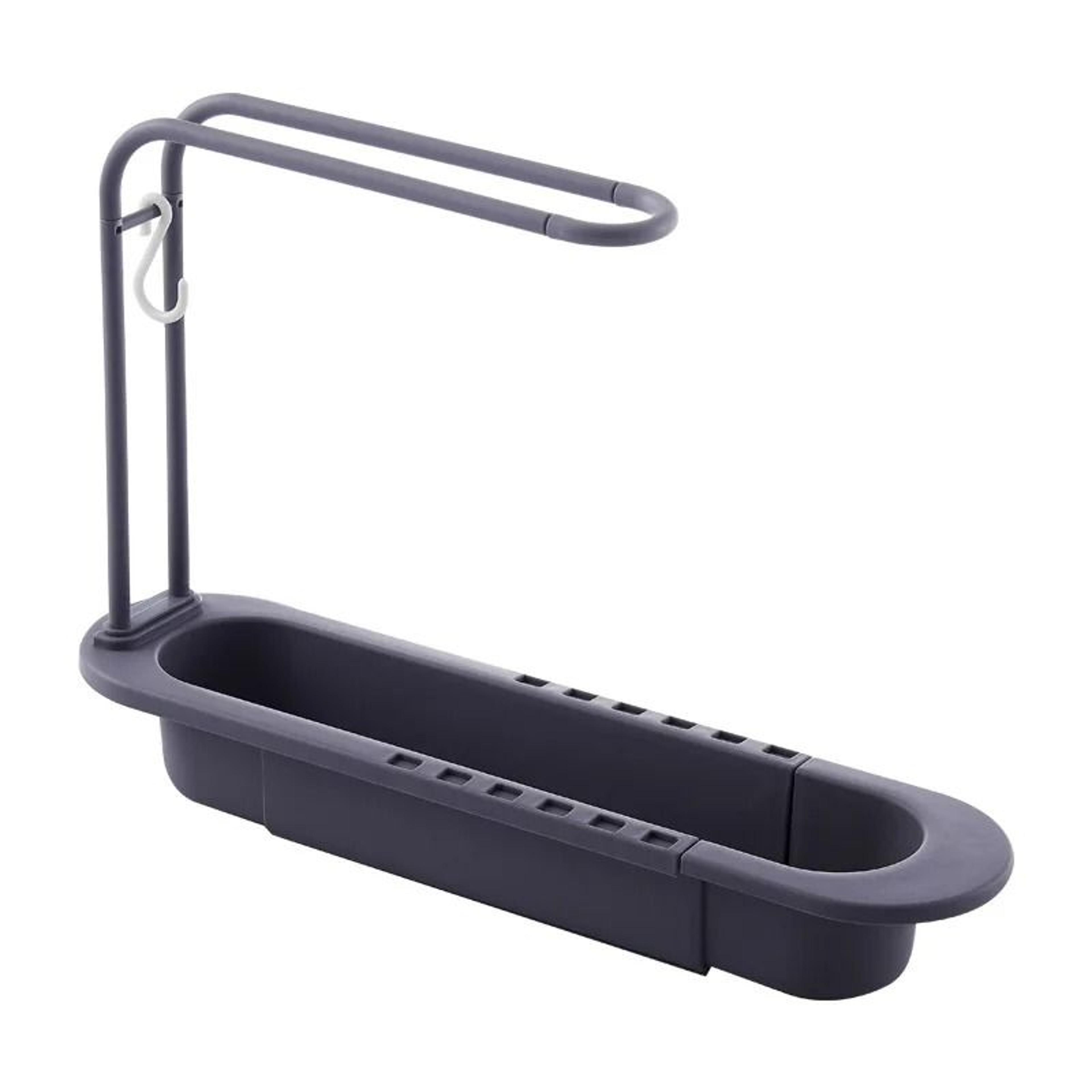 Telescopic Sink Drain Rack With Hooks And Soap Storage 7
