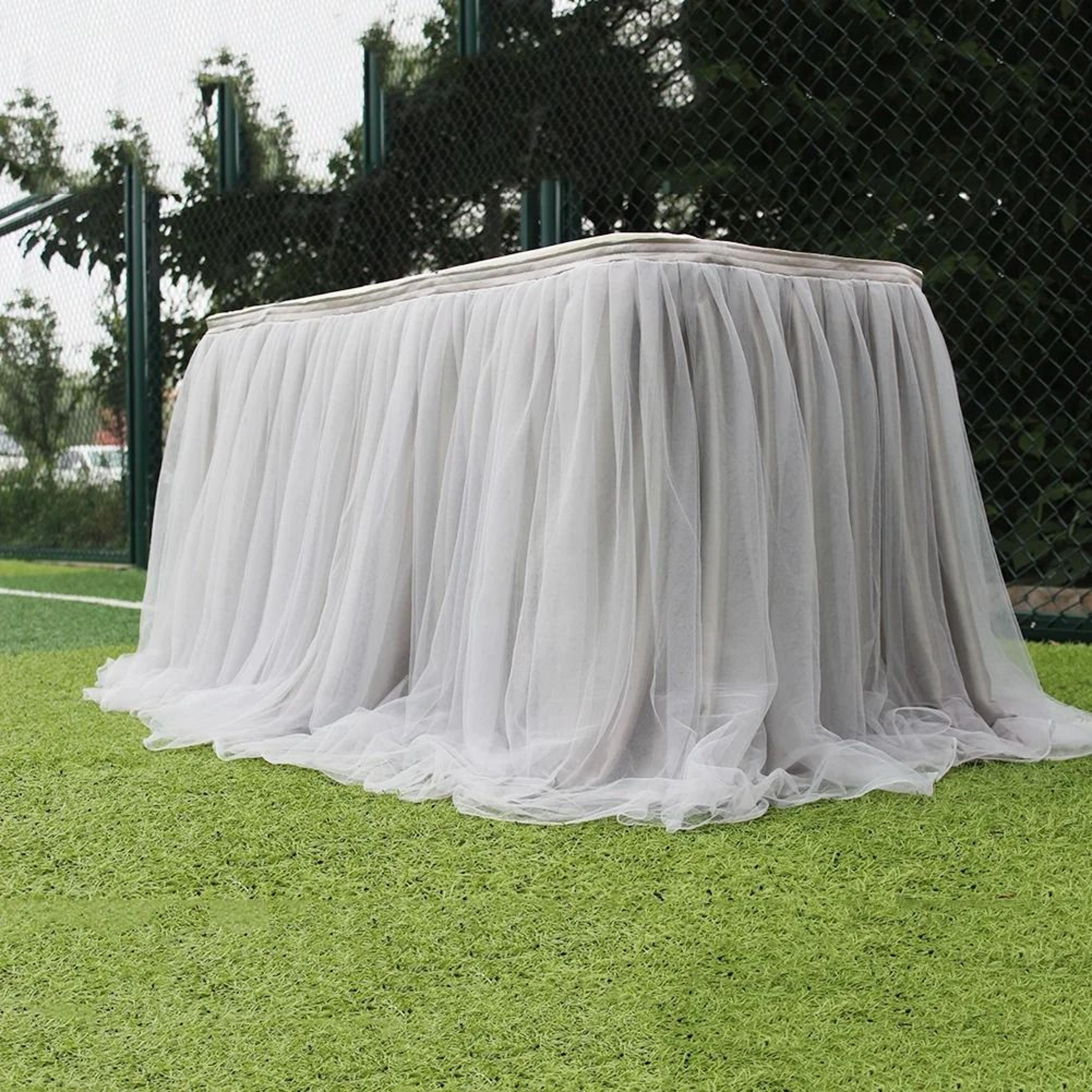 Elastic Tulle Table Skirt For Wedding And Party Decor 4