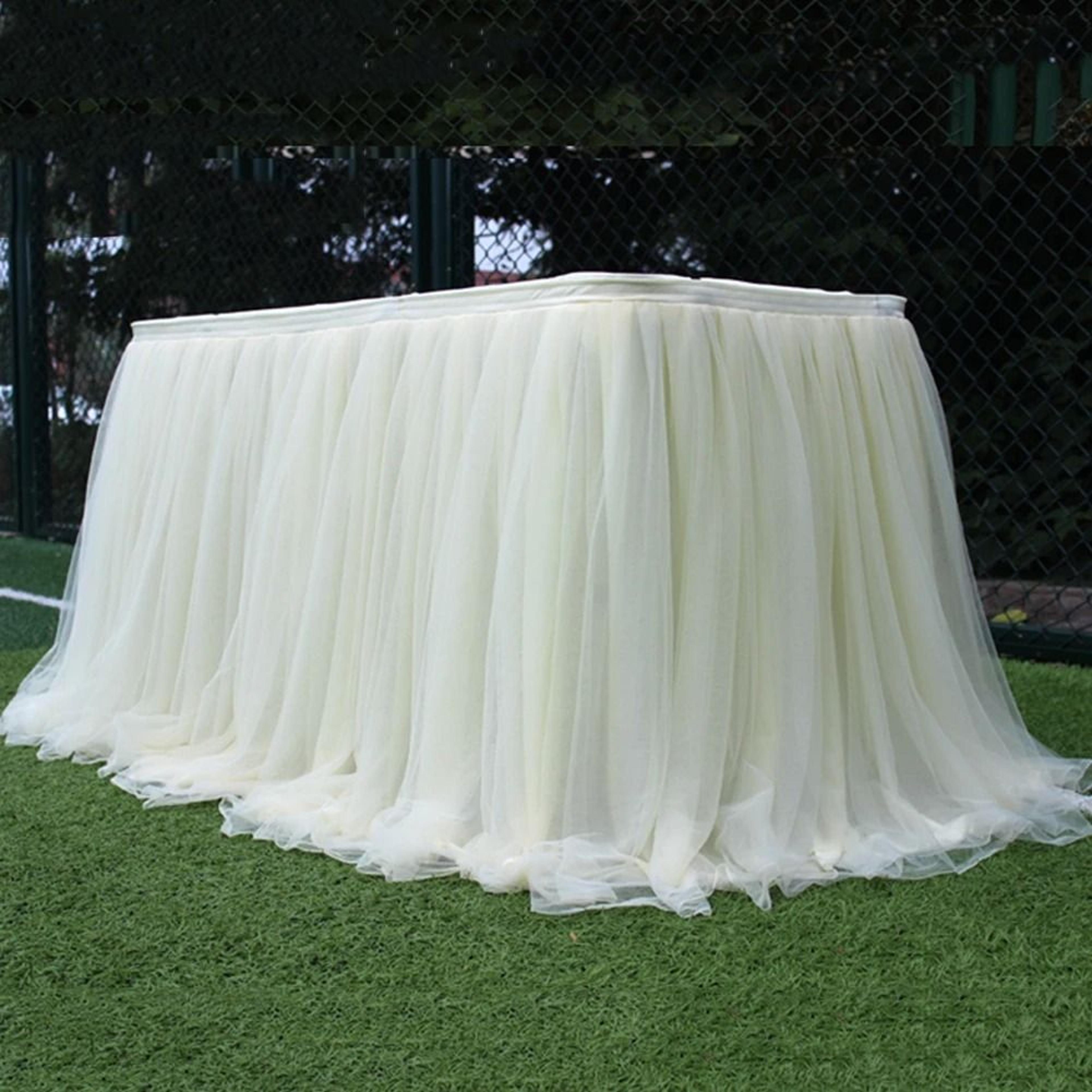 Elastic Tulle Table Skirt For Wedding And Party Decor 17