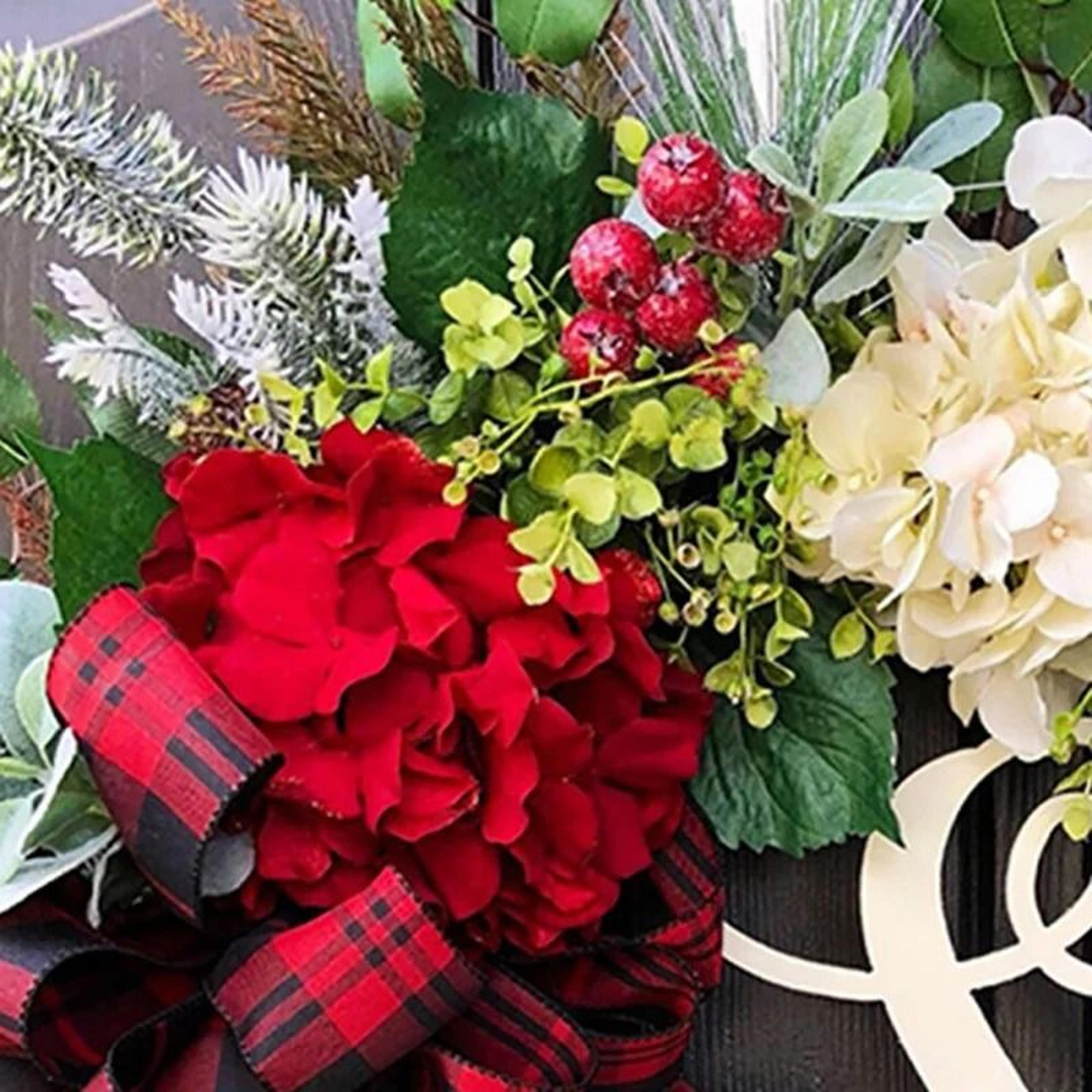 Christmas Letter Wreath With Red Berry Accents For Door Decor 4