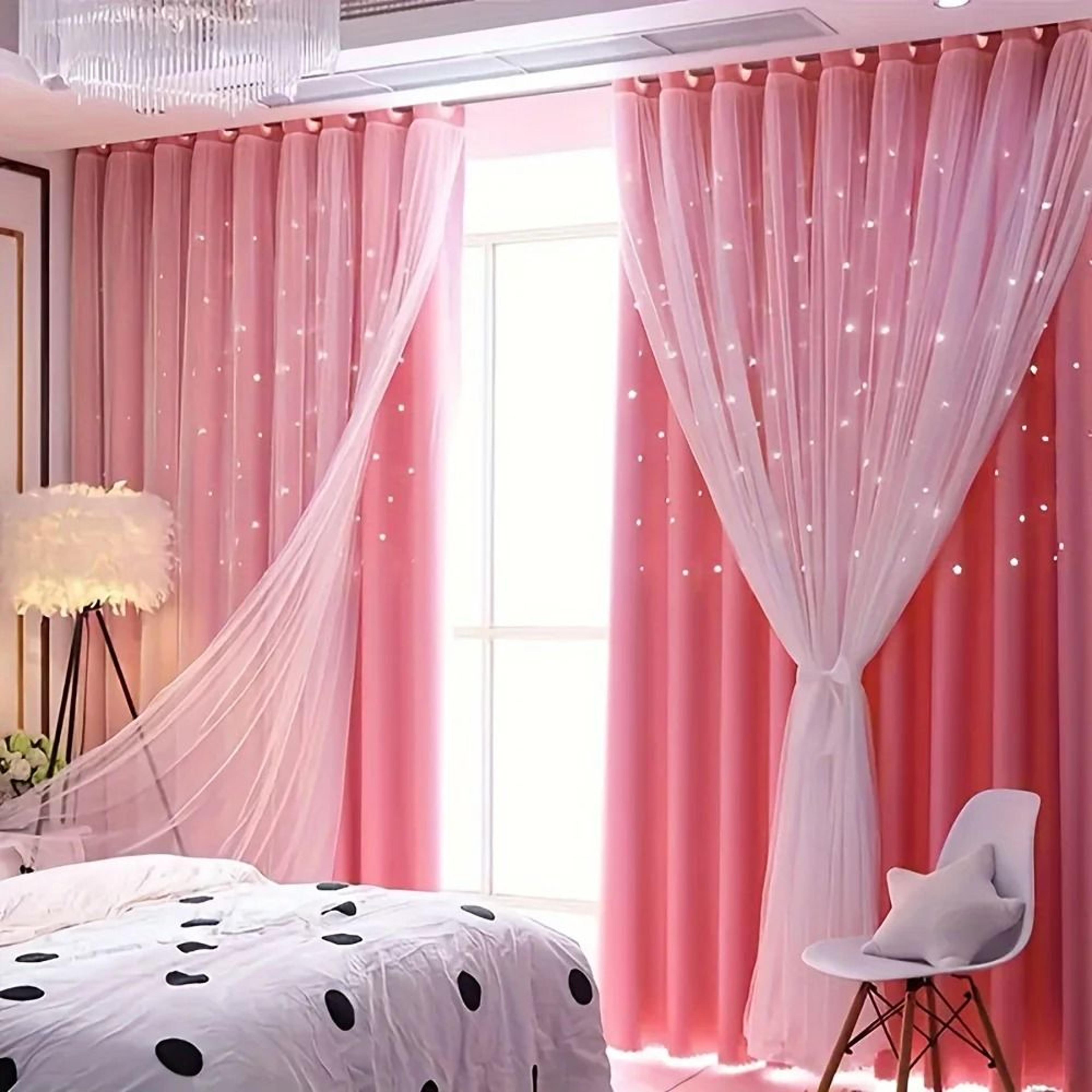 Double Layer Star Curtains For Girls Bedroom Set Of 2 Panels 9