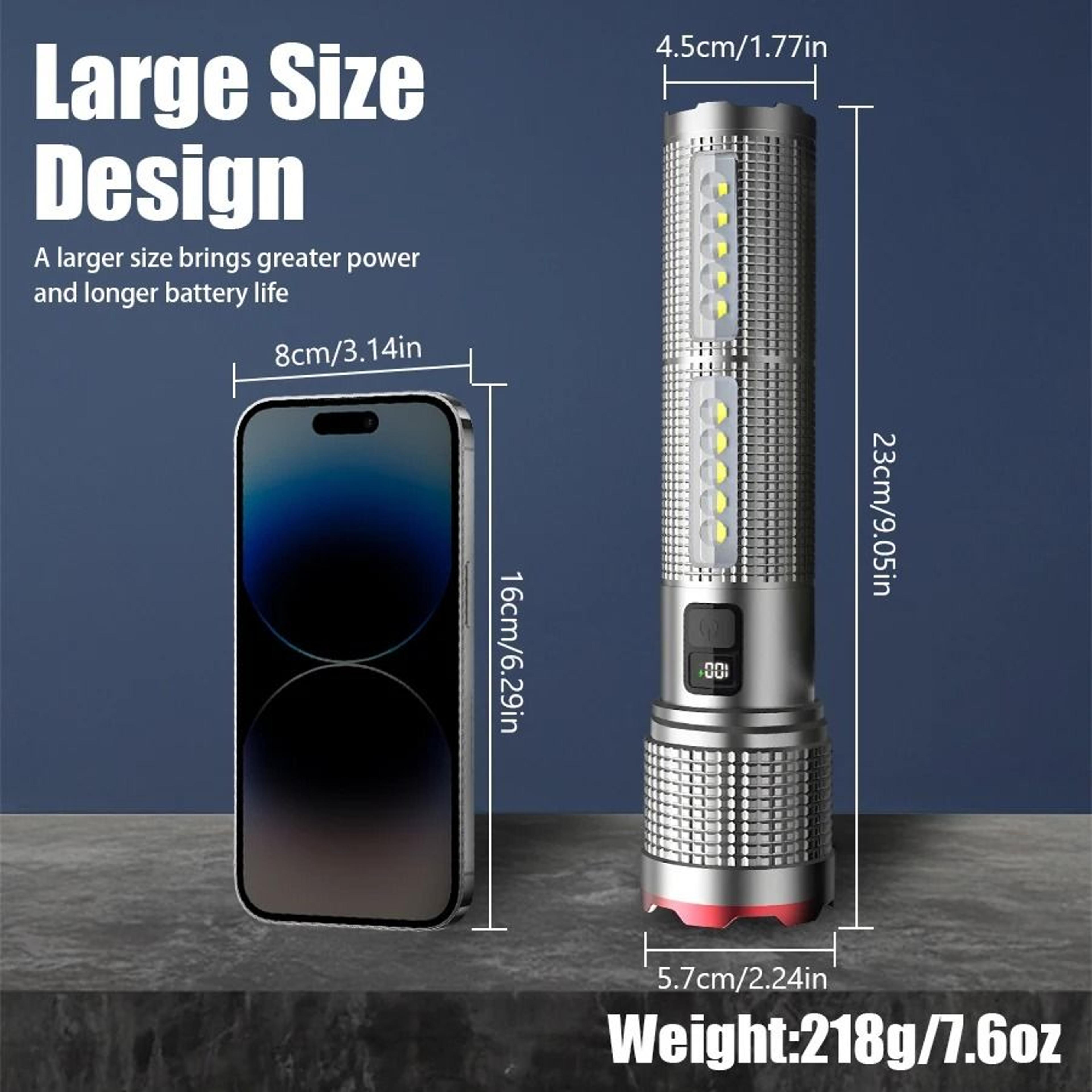Powerful Rechargeable Tactical LED Flashlight With Zoom And Power Bank 5