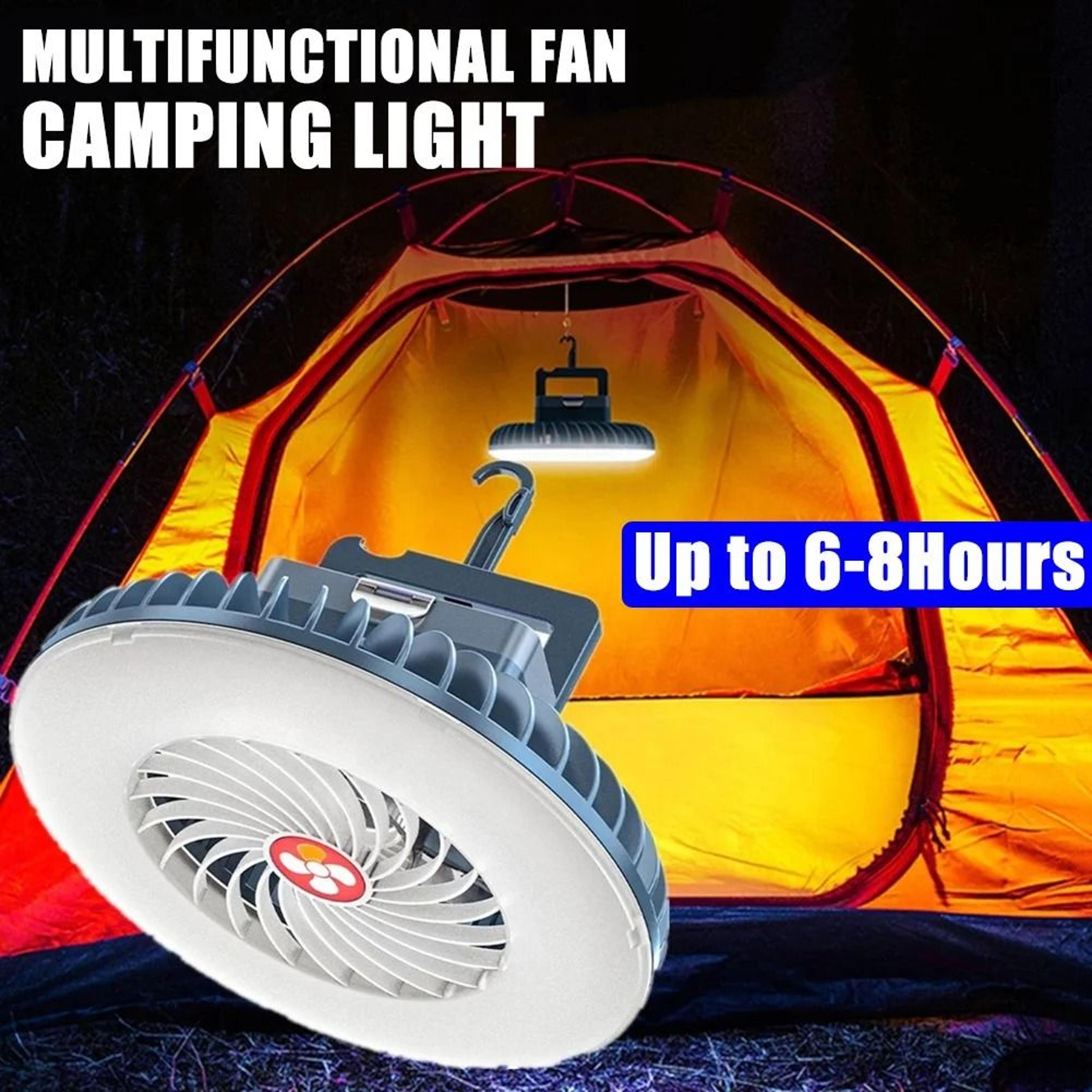 Rechargeable Camping Fan Light With LED Lamp And Power Bank 0