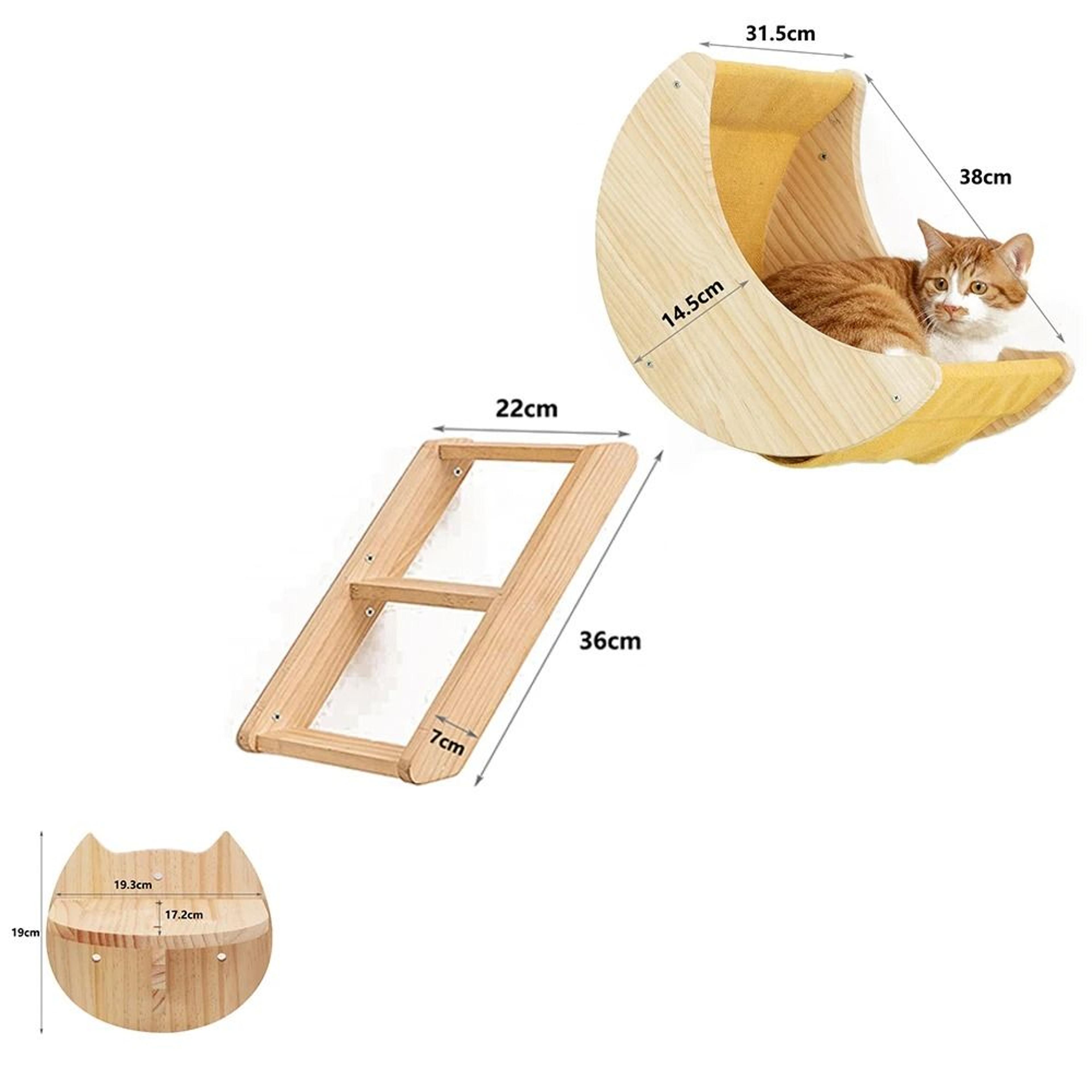 Cat Wall Climbing Shelves Set With Moon Perch Steps Ladder And Hammock Bed 1