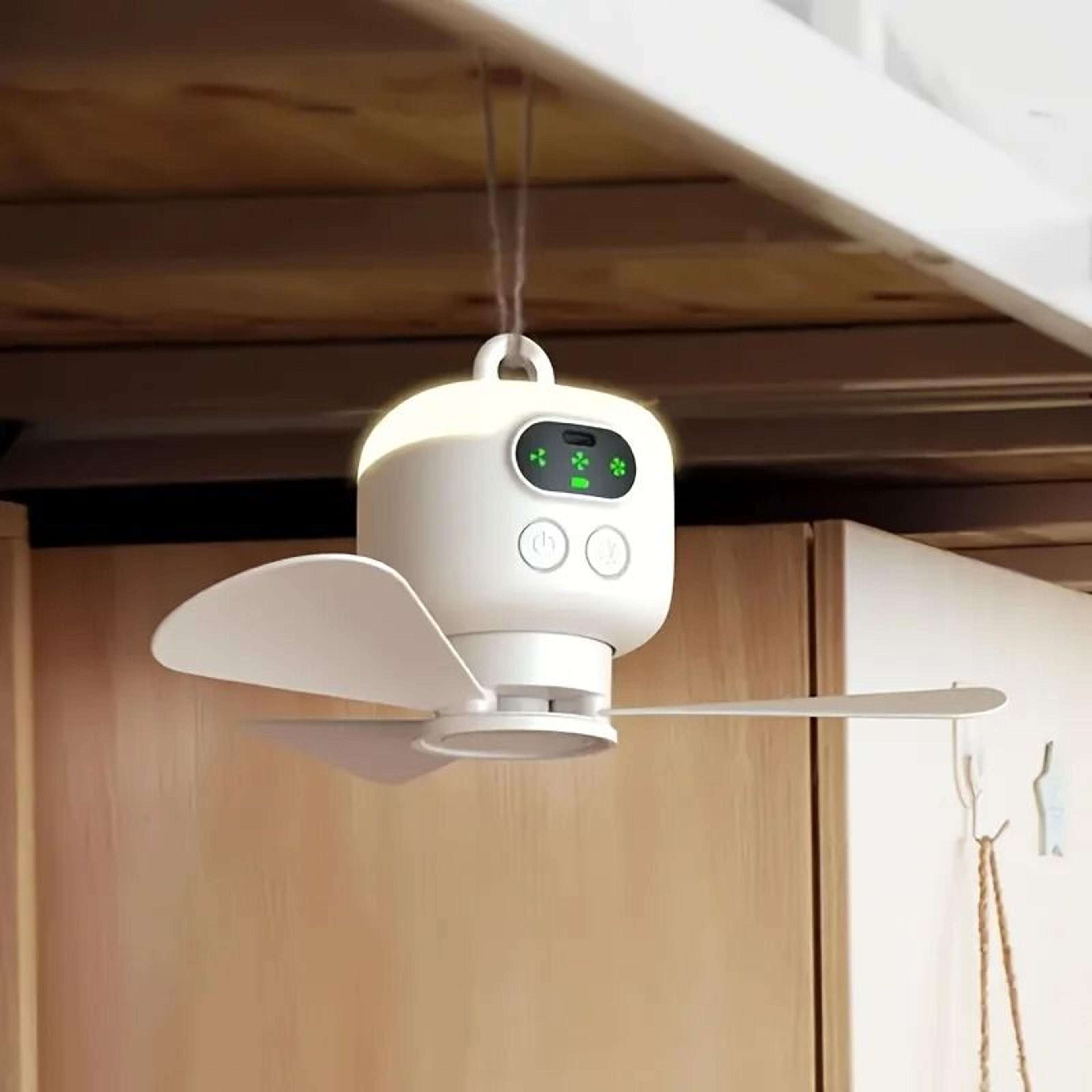 Rechargeable Camping Ceiling Fan With Remote Control LED Light And 8000mAh Battery 1