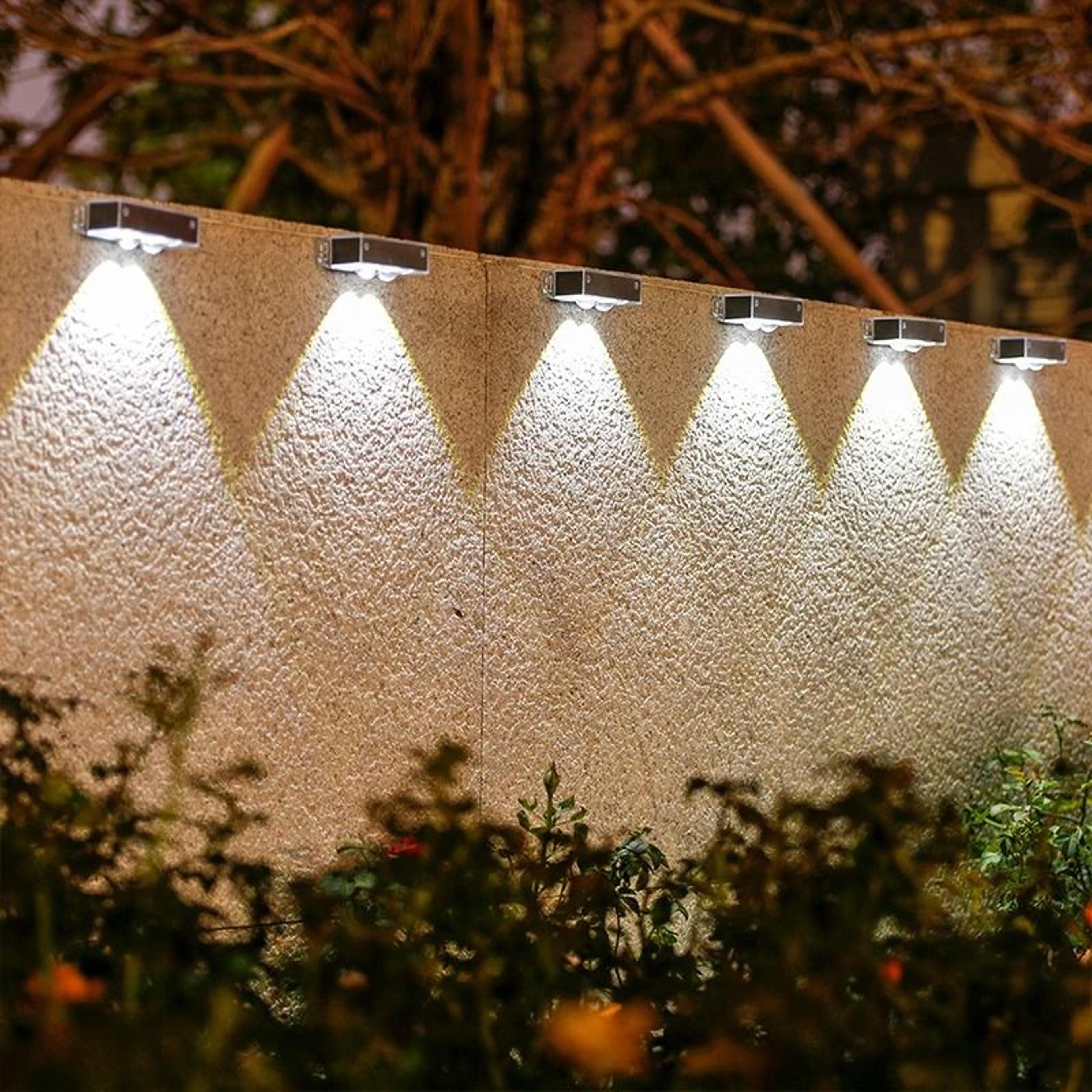4 Pack Solar Wall Lamps With Smart Sensor Auto On Off For Garden Fence And Pathway Lighting 0