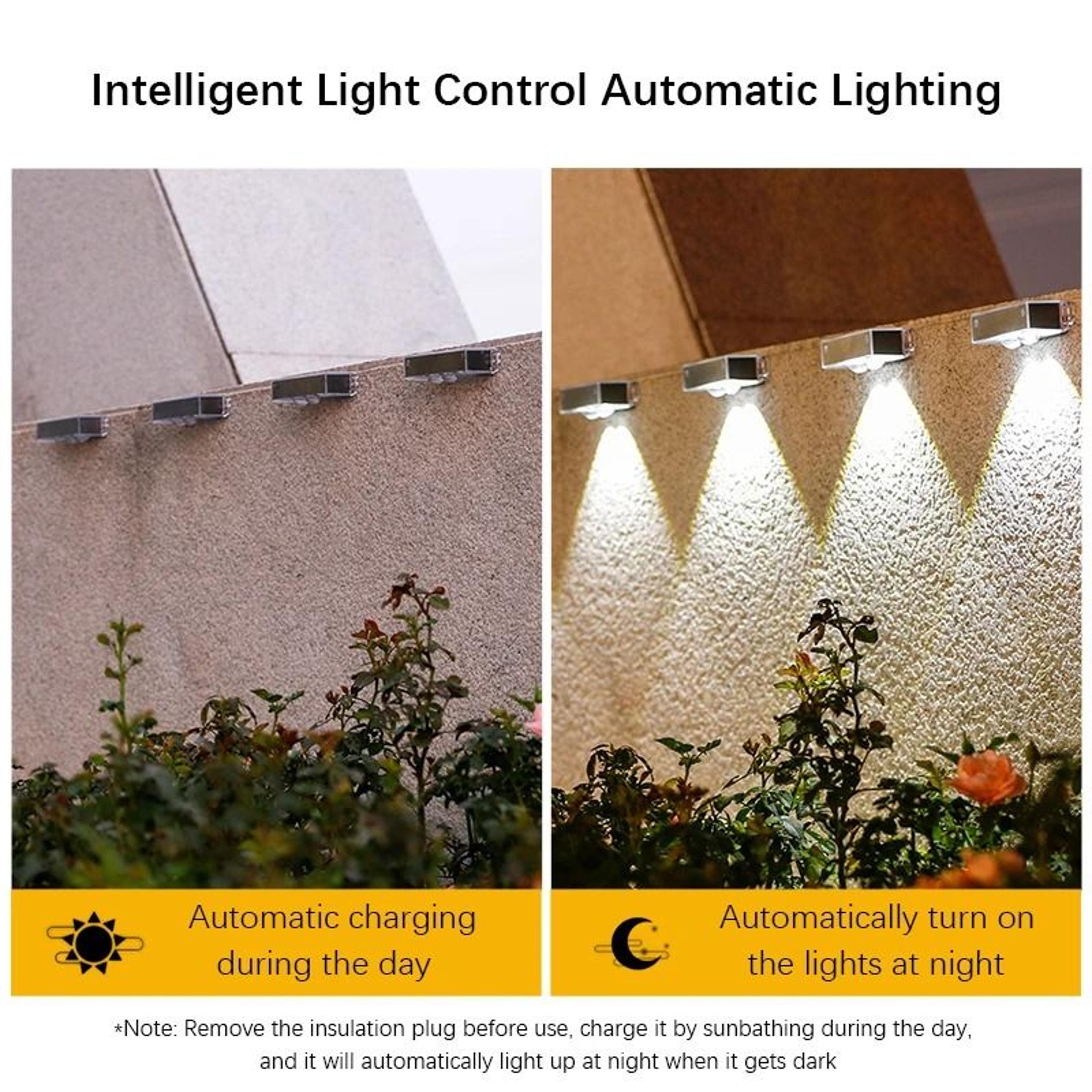 4 Pack Solar Wall Lamps With Smart Sensor Auto On Off For Garden Fence And Pathway Lighting 5