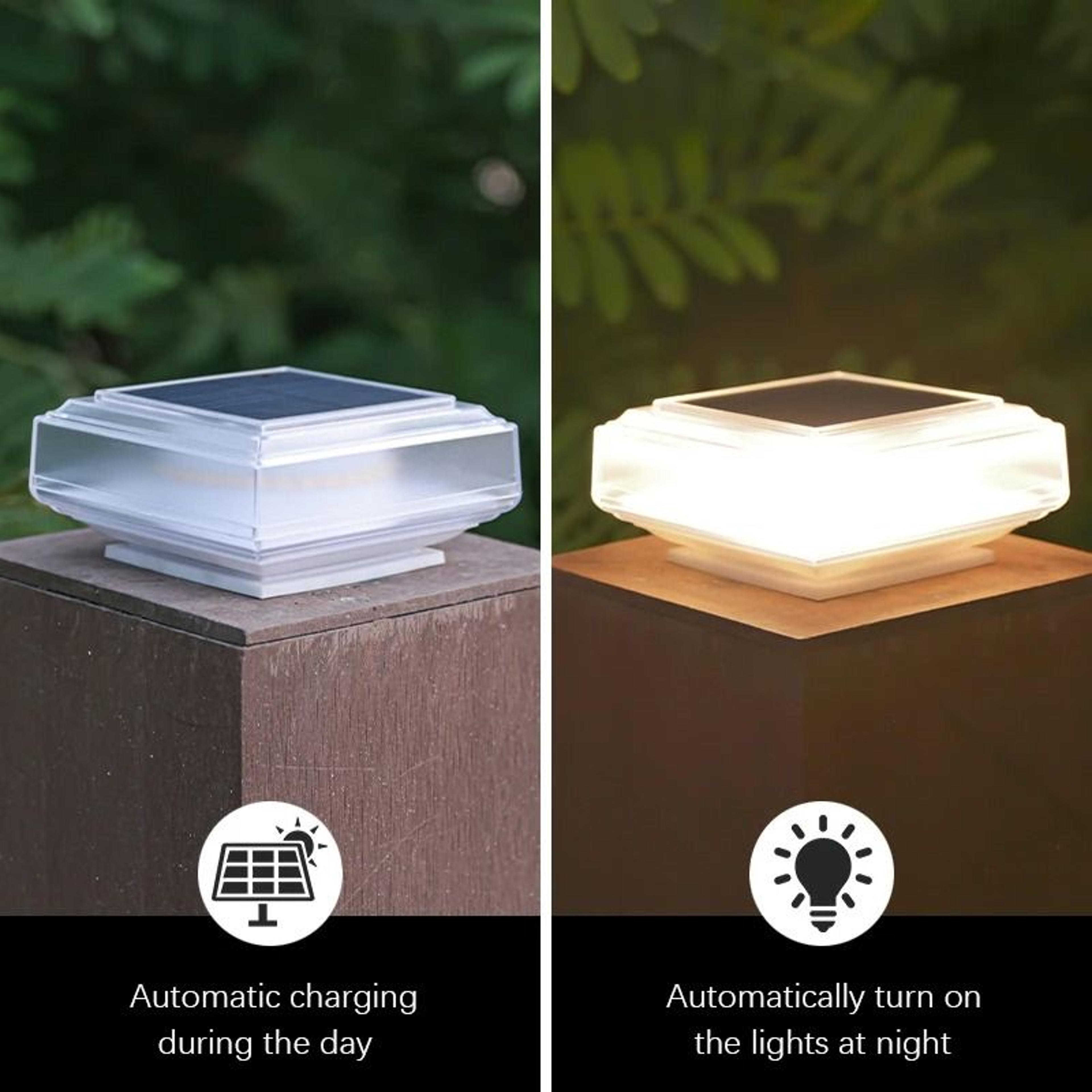 30 LED Solar Post Cap Light Waterproof Pillar Lamp With Warm Glow For Fence Deck And Garden Decor 2