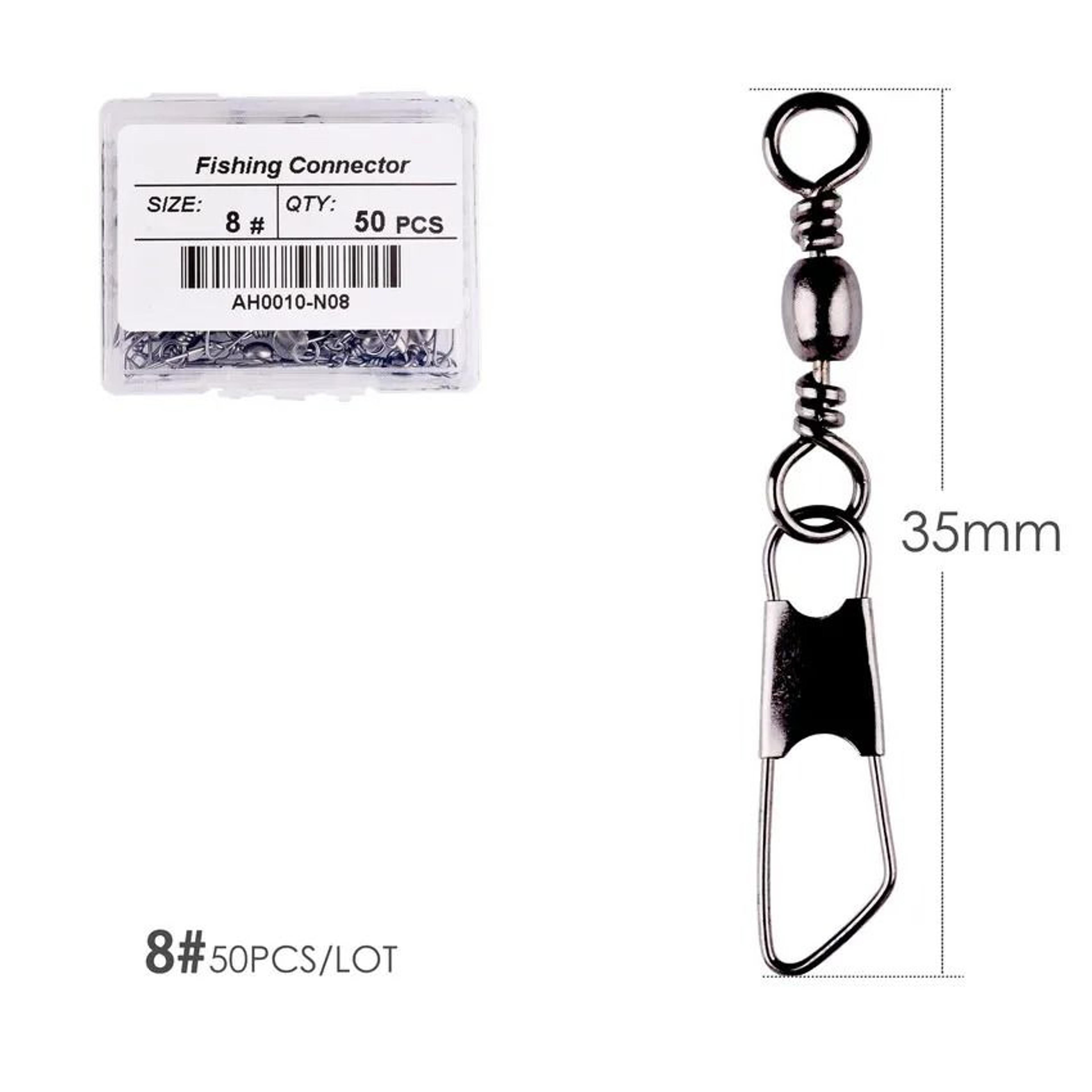 50 Piece Fishing Swivel Set With Brass Barrel Swivels And Snap Connectors In Storage Box 14