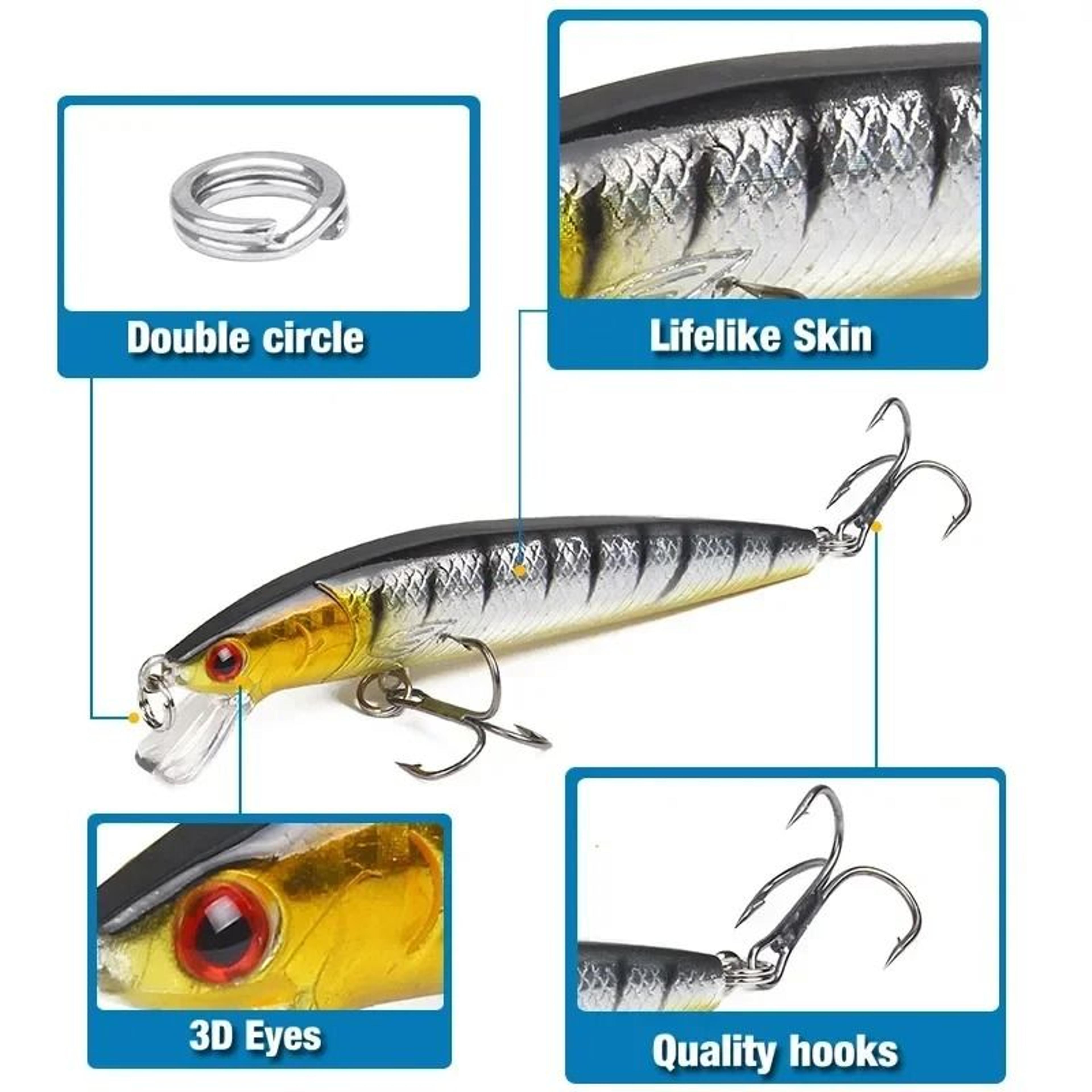 Floating Minnow Fishing Lure 374 In Hard Bait Crankbait With Barbed Hooks For Bass And Perch 5
