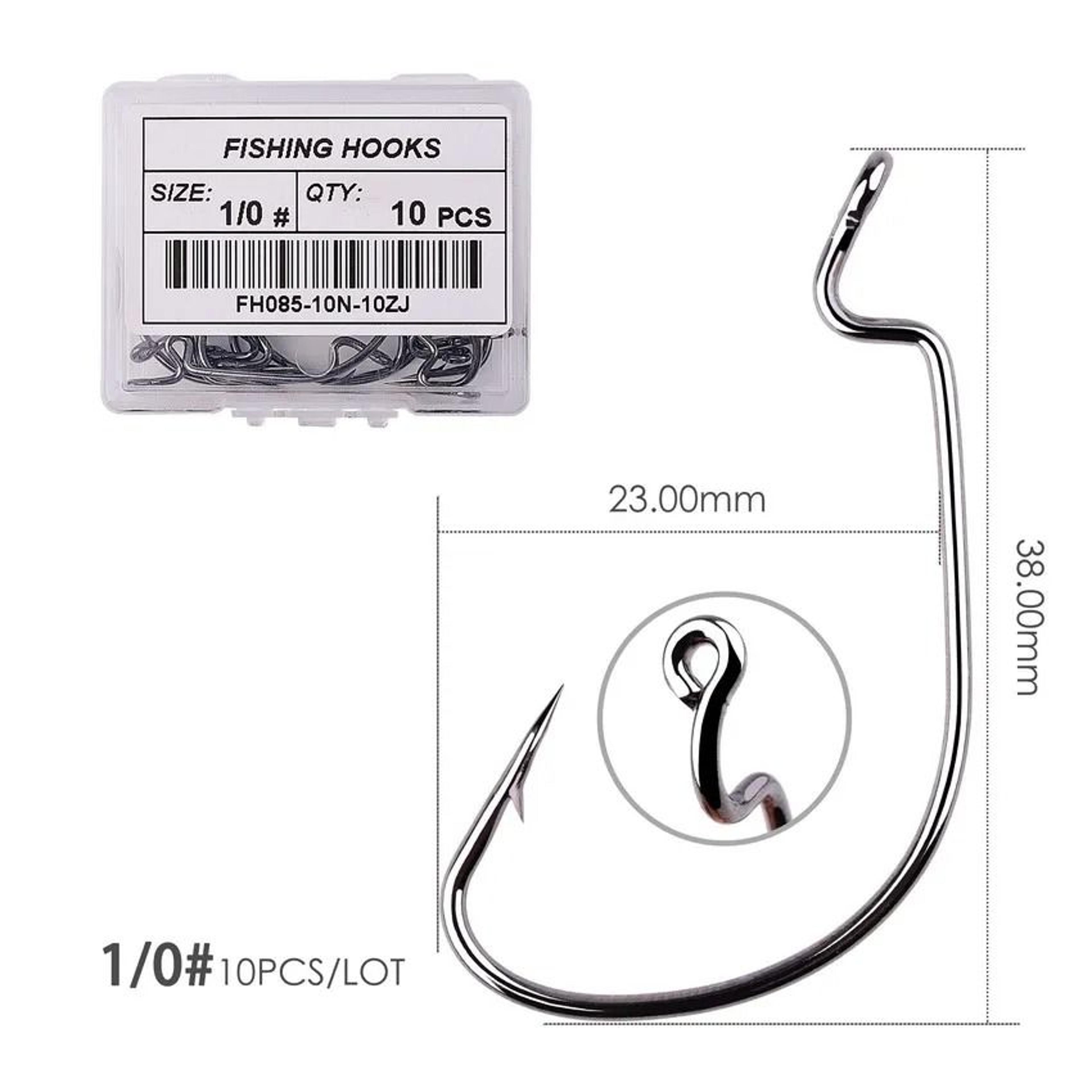 10 Piece Offset Fishing Hook Set Sharp Jig Head Crank Hooks For Soft Bait And Crankbait Rigs 10