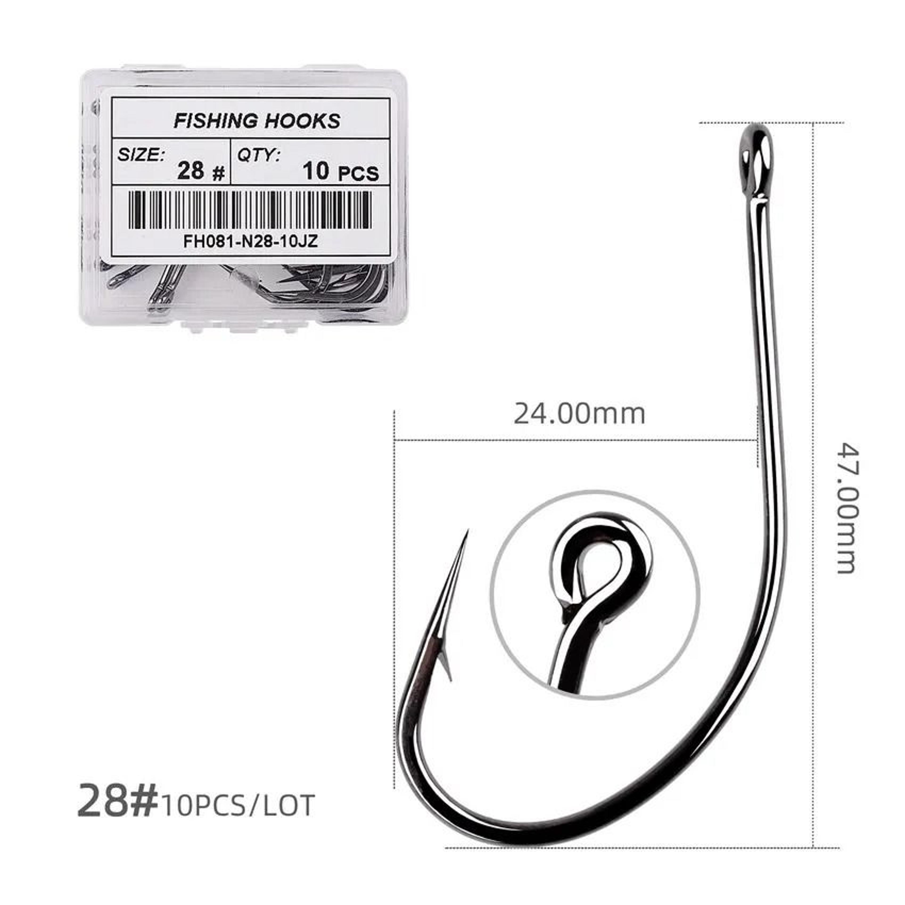 10 Piece Sea Big Fishing Hook Set High Carbon Steel Hooks With Black Nickel Finish For Saltwater An 11