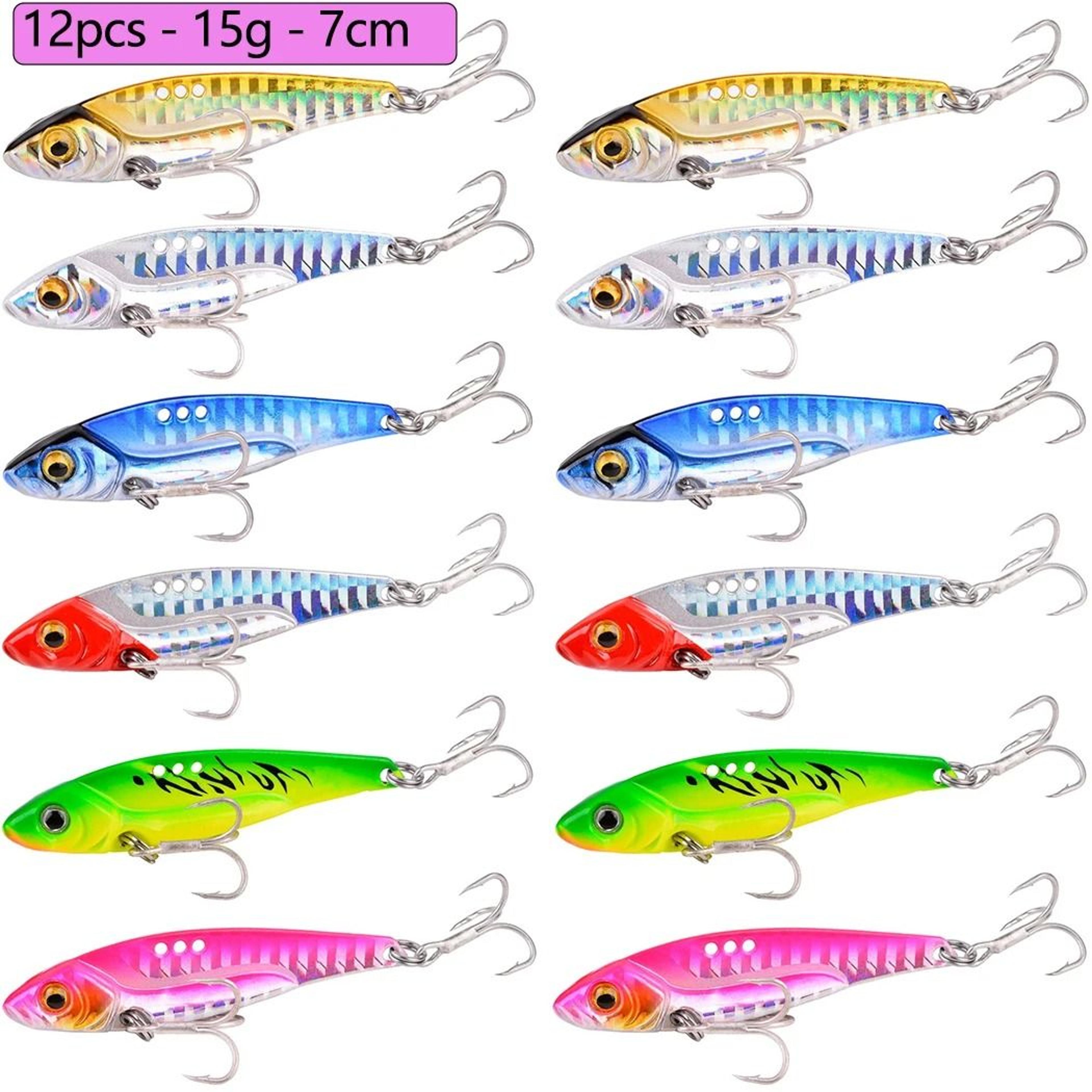 12 Piece Metal VIB Fishing Lure Set Vibration Spoon Spinner Hard Baits For Bass And Pike 10