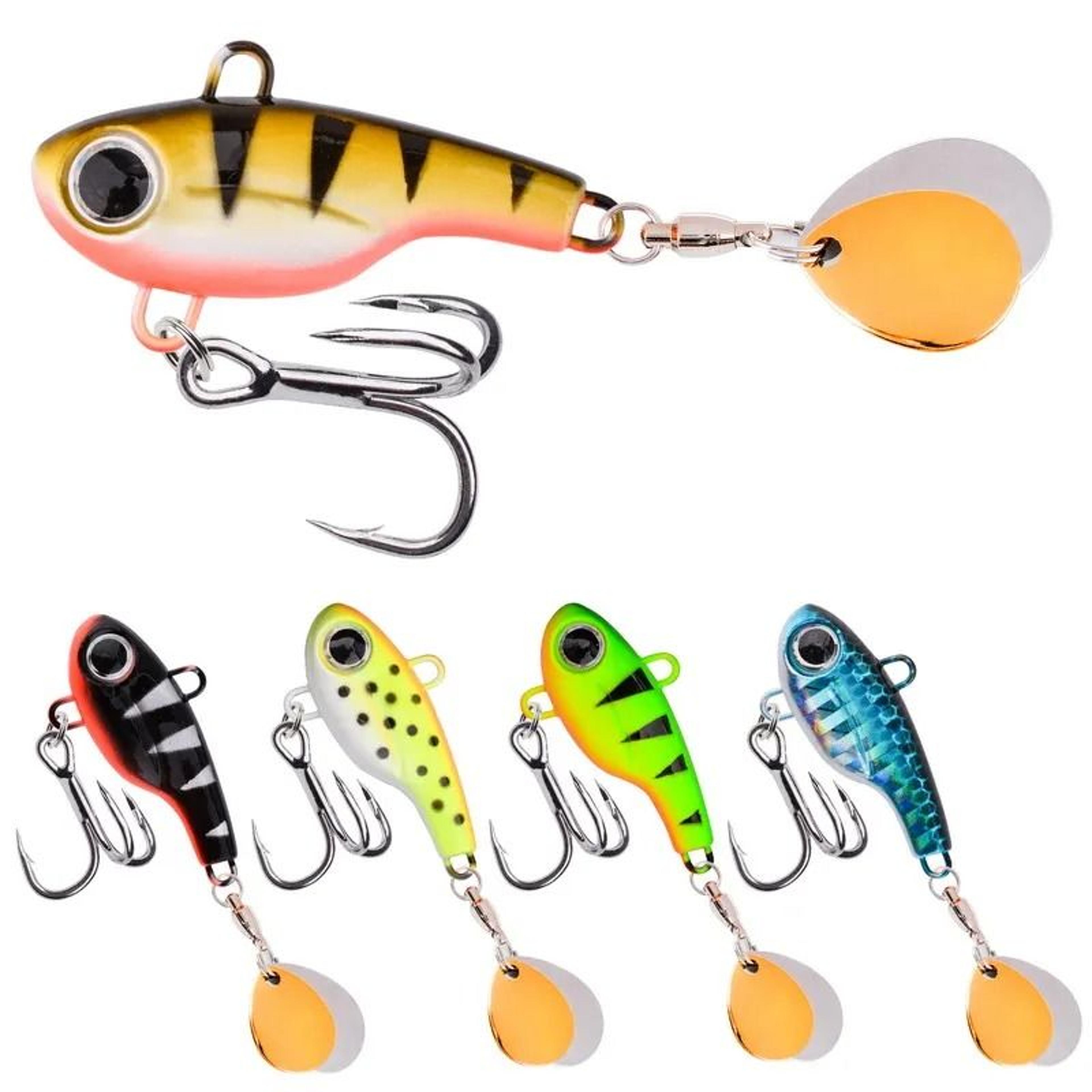 Metal VIB Spinner Fishing Lure With Double Sequins Sinking Rotating Spoon Bait For Bass And Trout 1