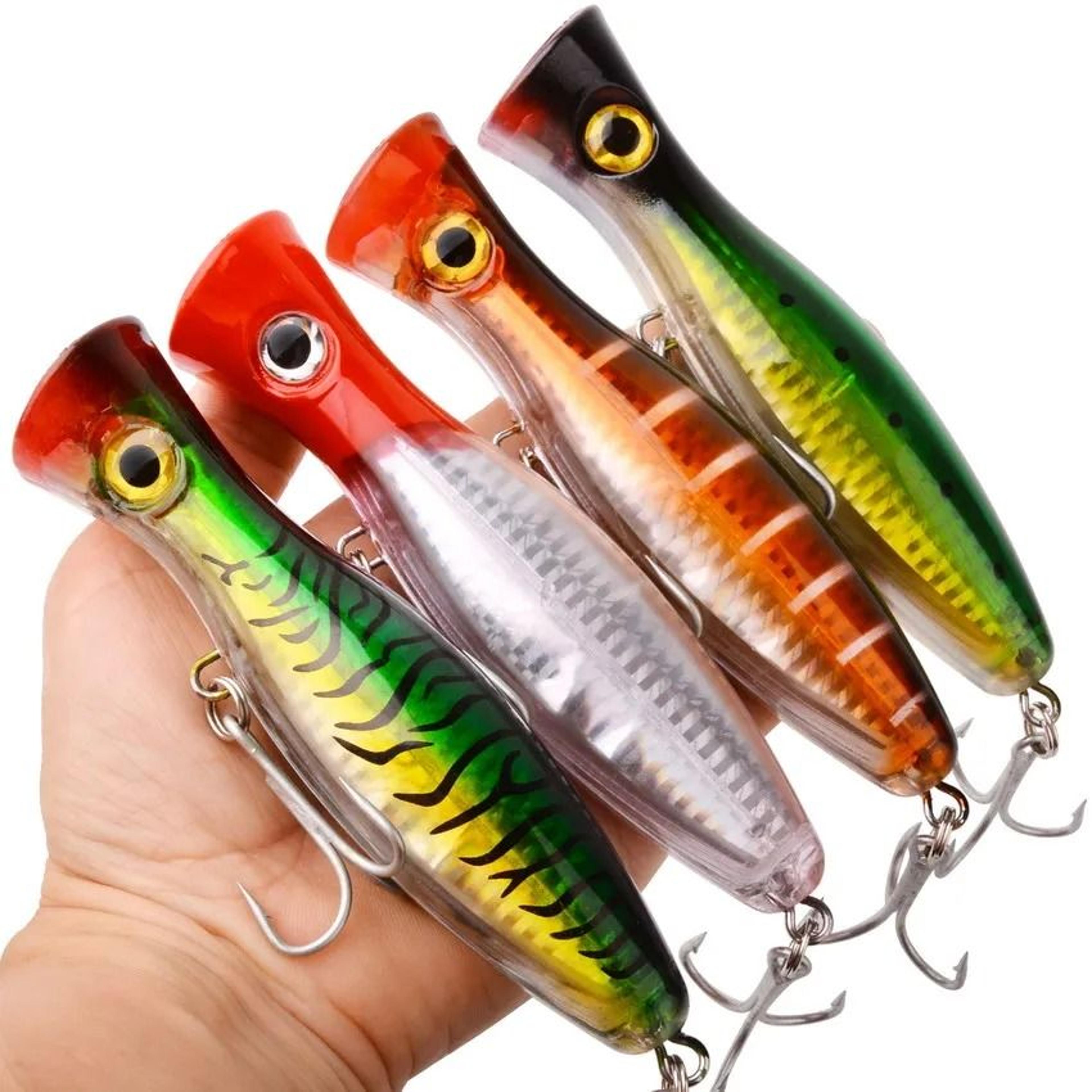 Big Game Saltwater Popper Fishing Lure Topwater Wobbler With 3D Eyes And Treble Hooks 0