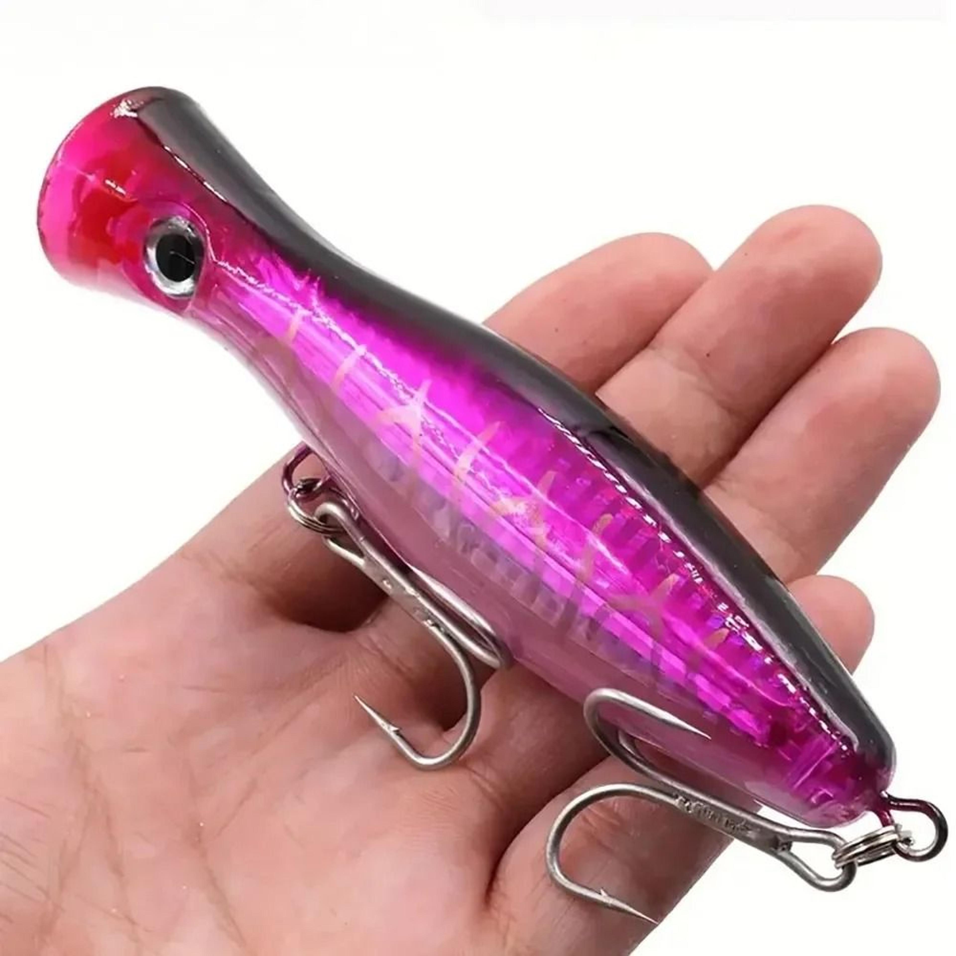 Big Game Saltwater Popper Fishing Lure Topwater Wobbler With 3D Eyes And Treble Hooks 4
