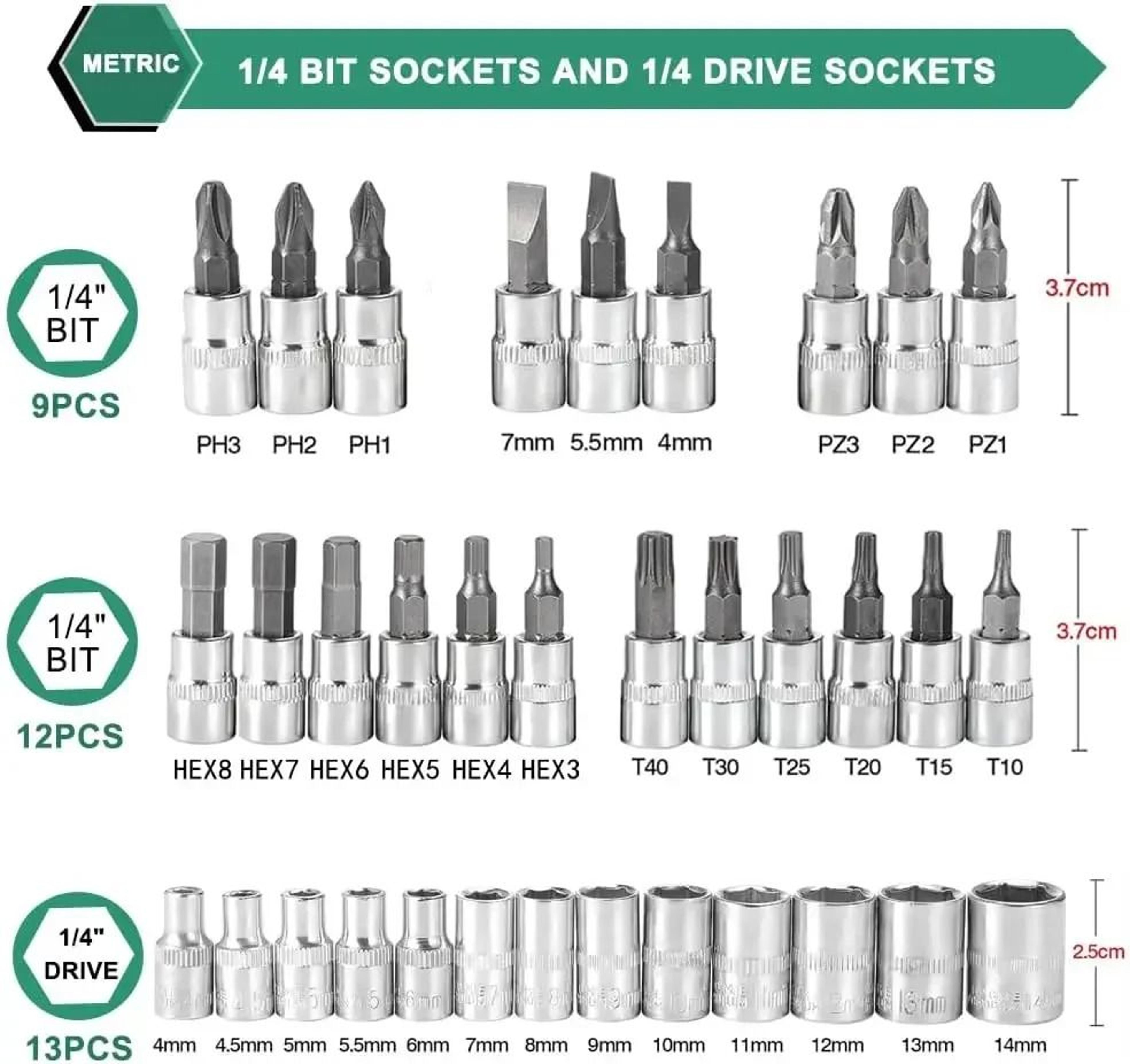 46 Piece Socket Ratchet Wrench Set With Bit Sockets And Extension Bar 3