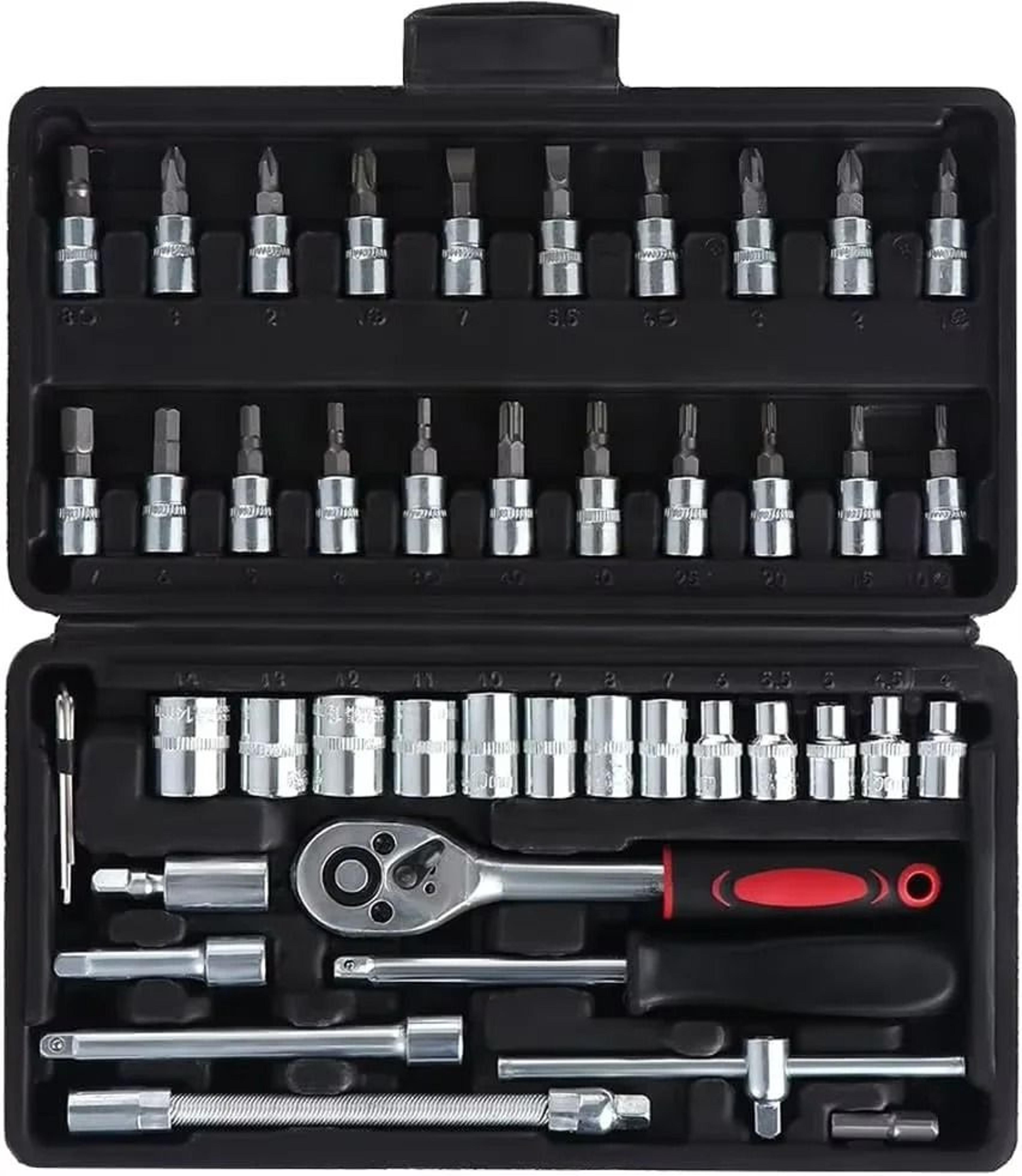 46 Piece Socket Ratchet Wrench Set With Bit Sockets And Extension Bar 6