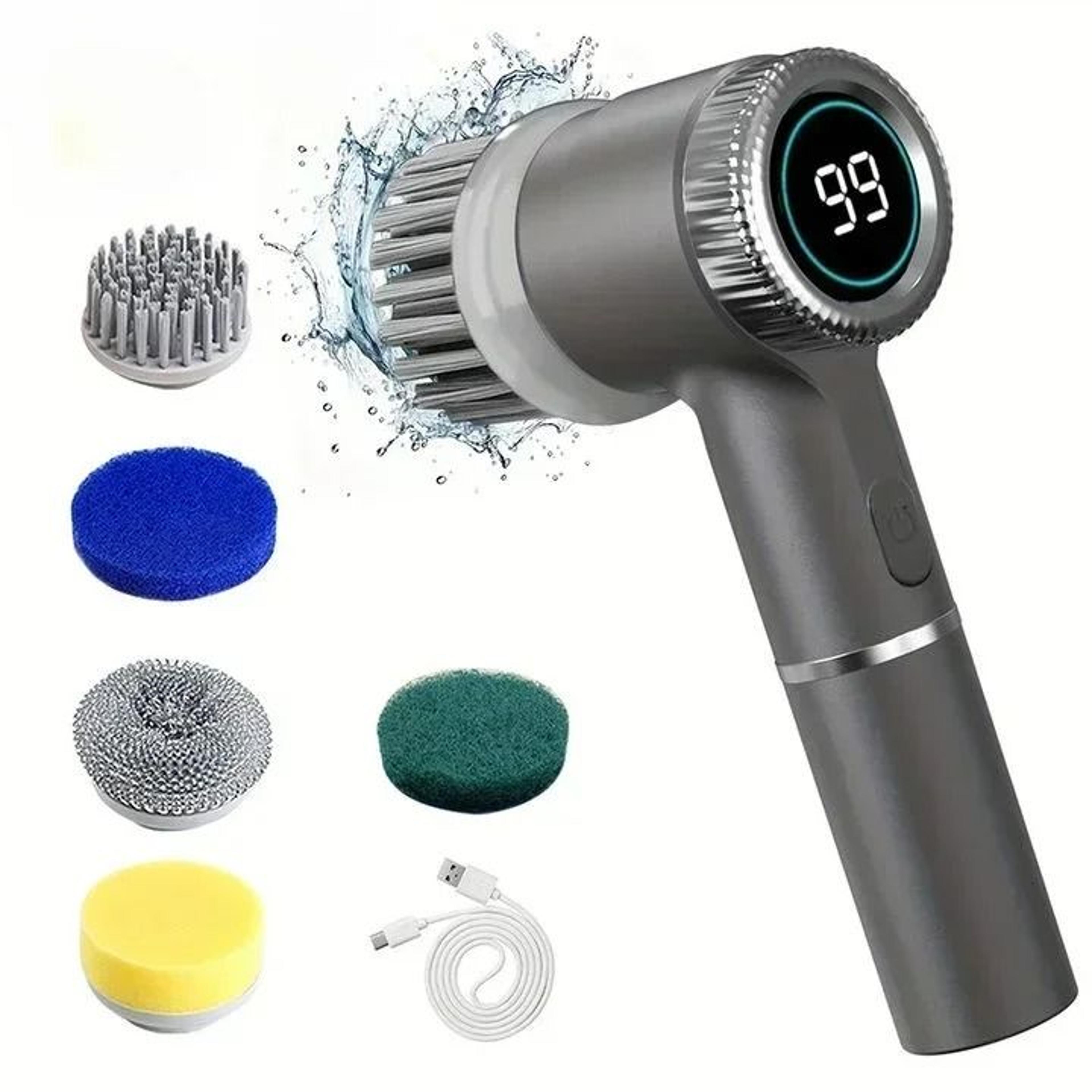Electric Cleaning Brush With LED Display And Multiple Brush Heads 7