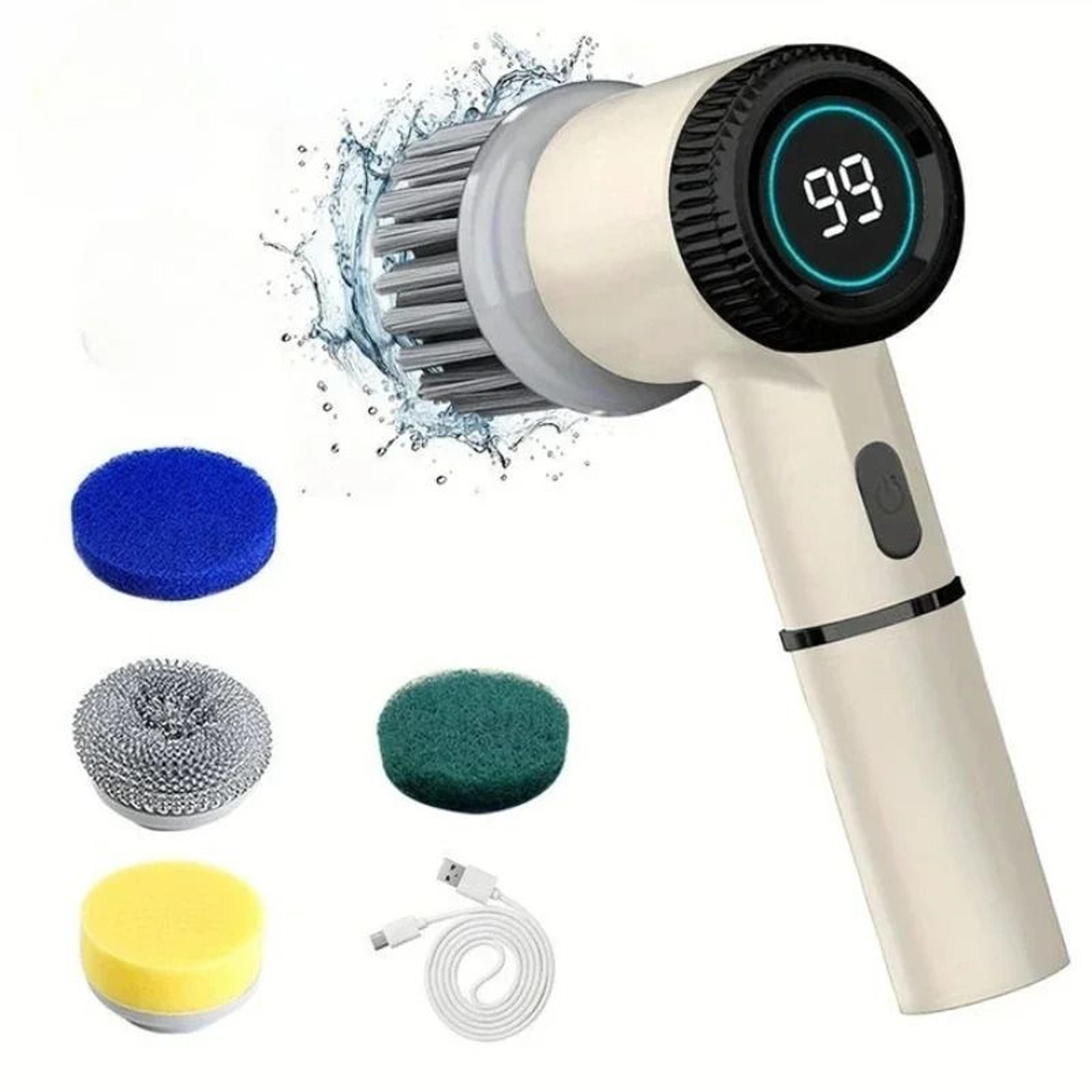 Electric Cleaning Brush With LED Display And Multiple Brush Heads 8
