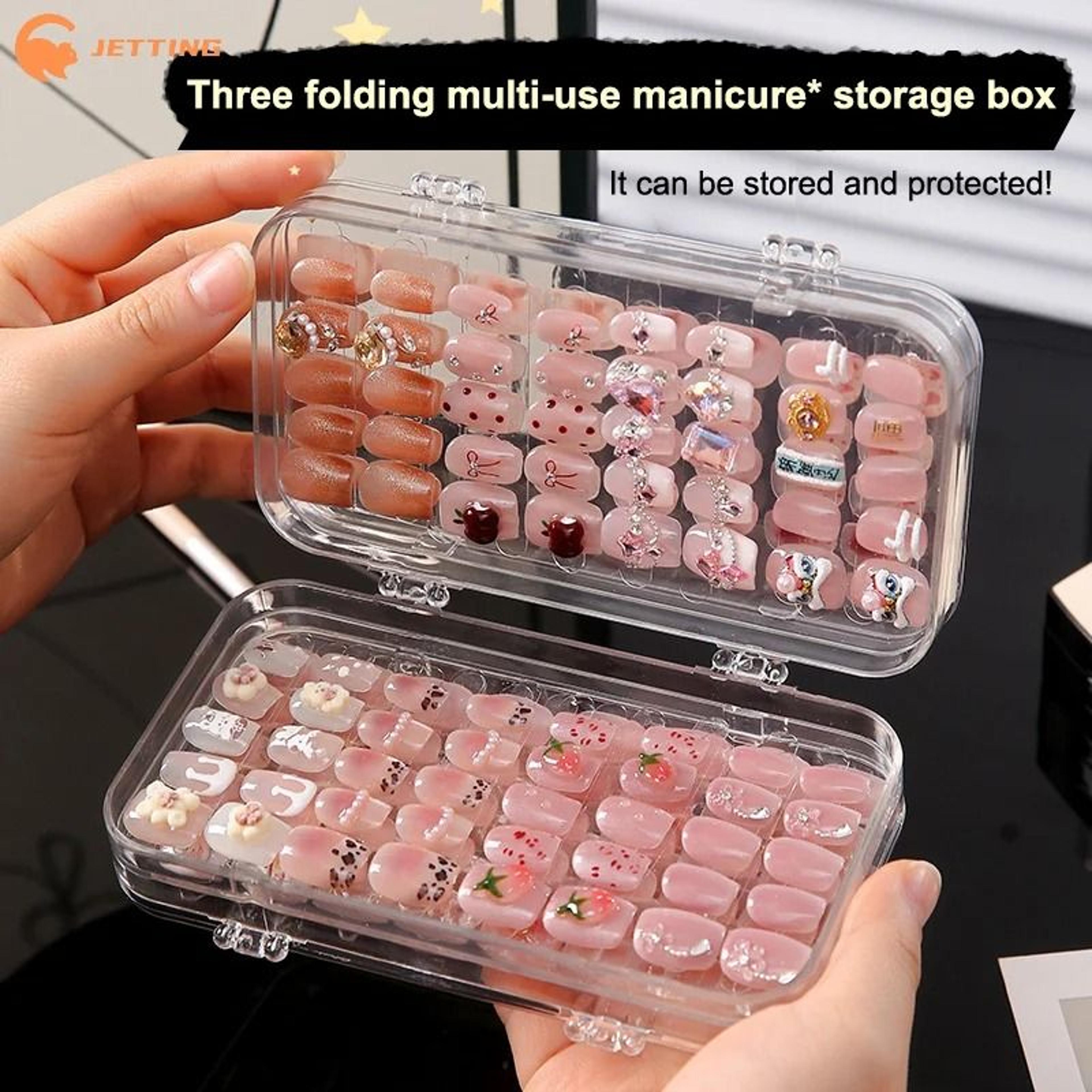 Three Fold Press On Nail Storage Organizer Box 0