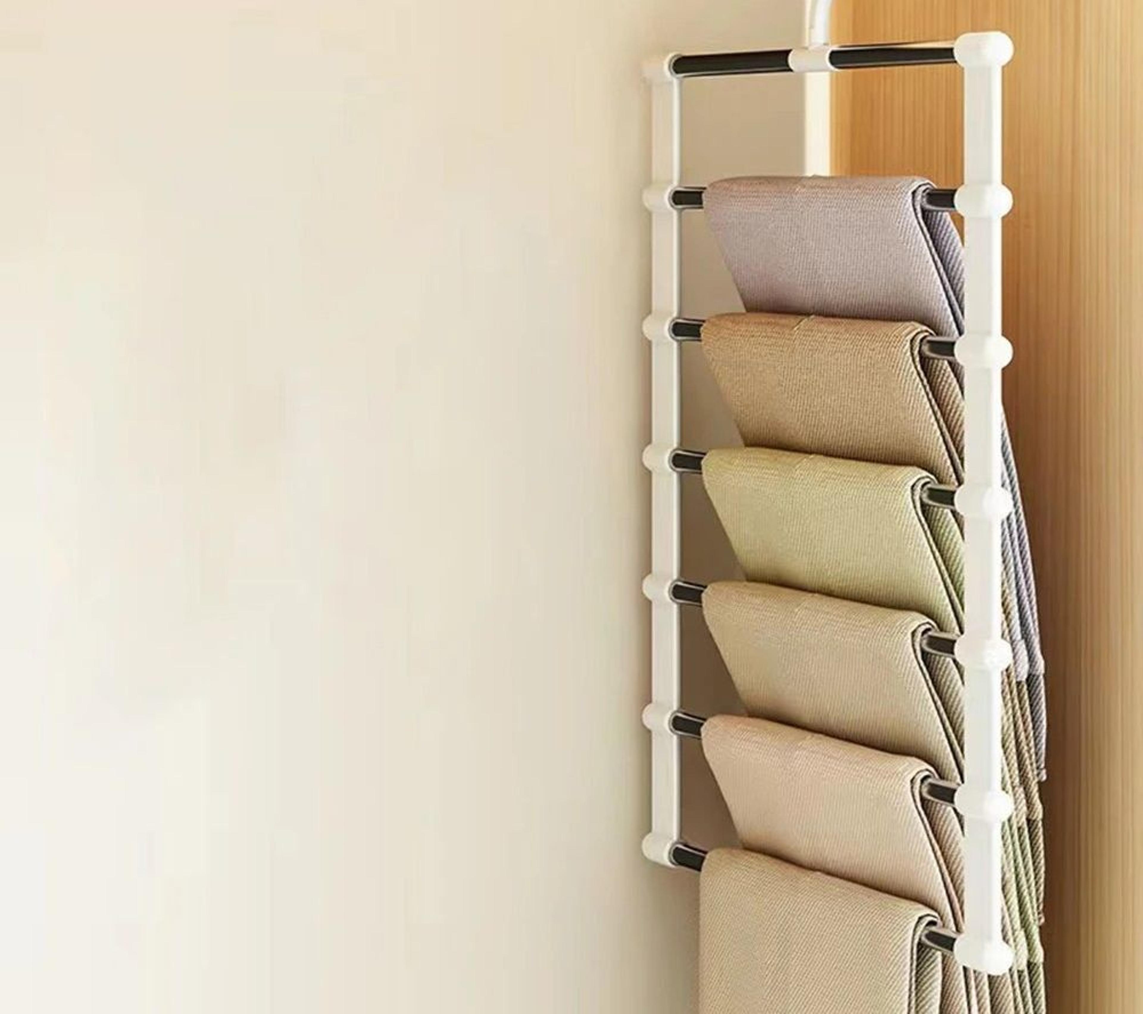 Multi Layer Pants Hanger Non Slip Folding Closet Organizer With Clips 3