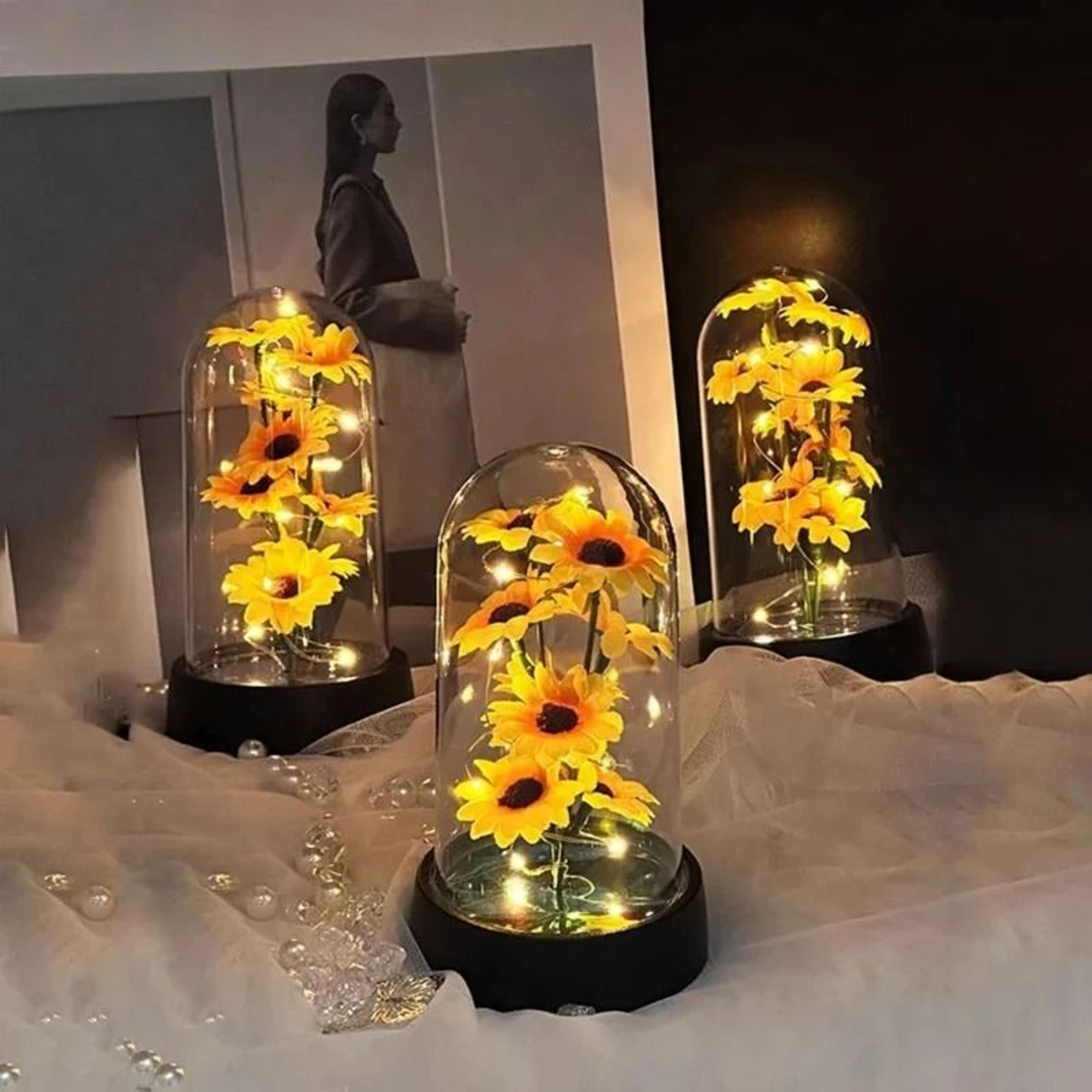 Eternal Sunflower Gift Set Mini Plastic Flower Decor For Graduation And Mothers Day 2