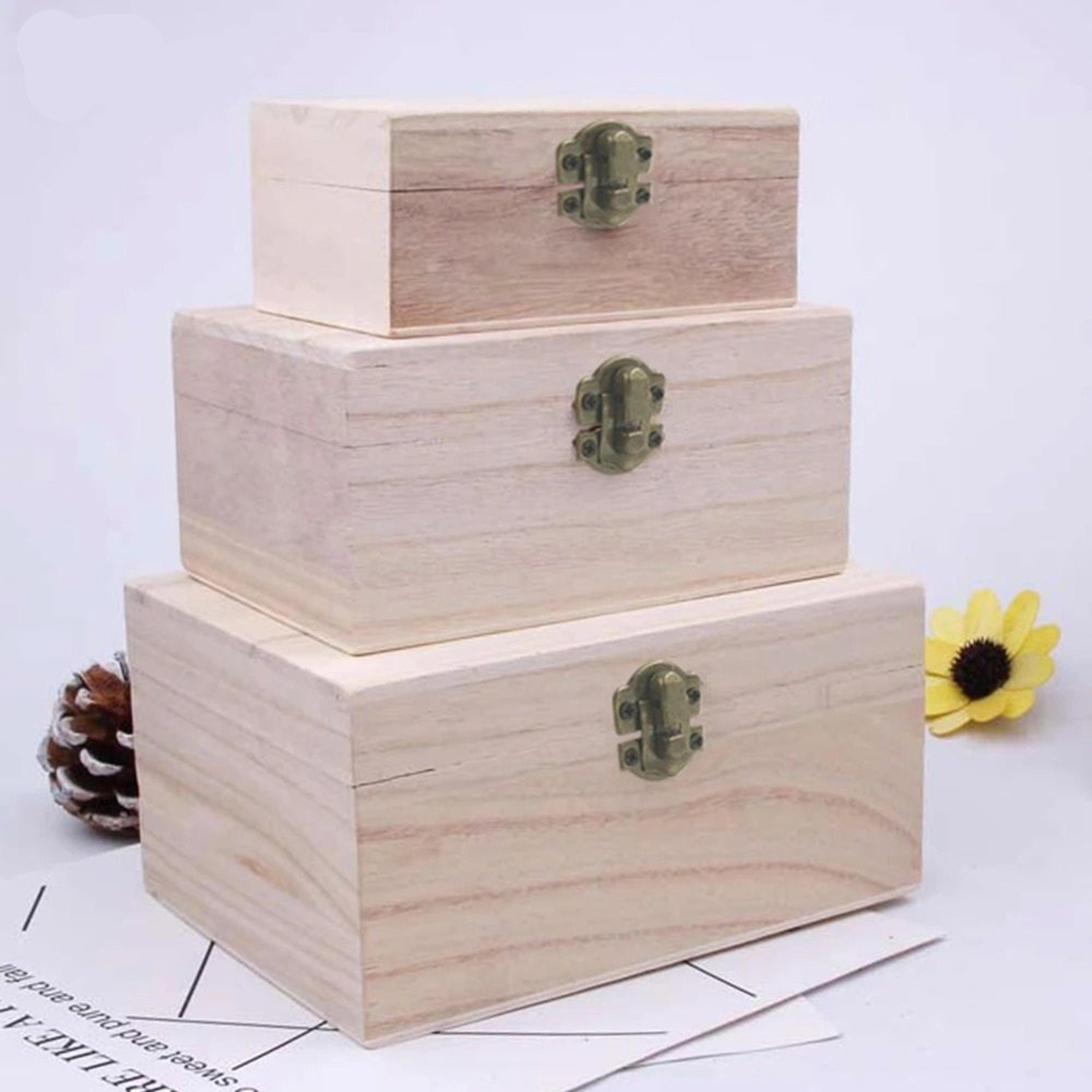 Plain Wooden Storage Box Hinged Craft Gift Box With Latch 0