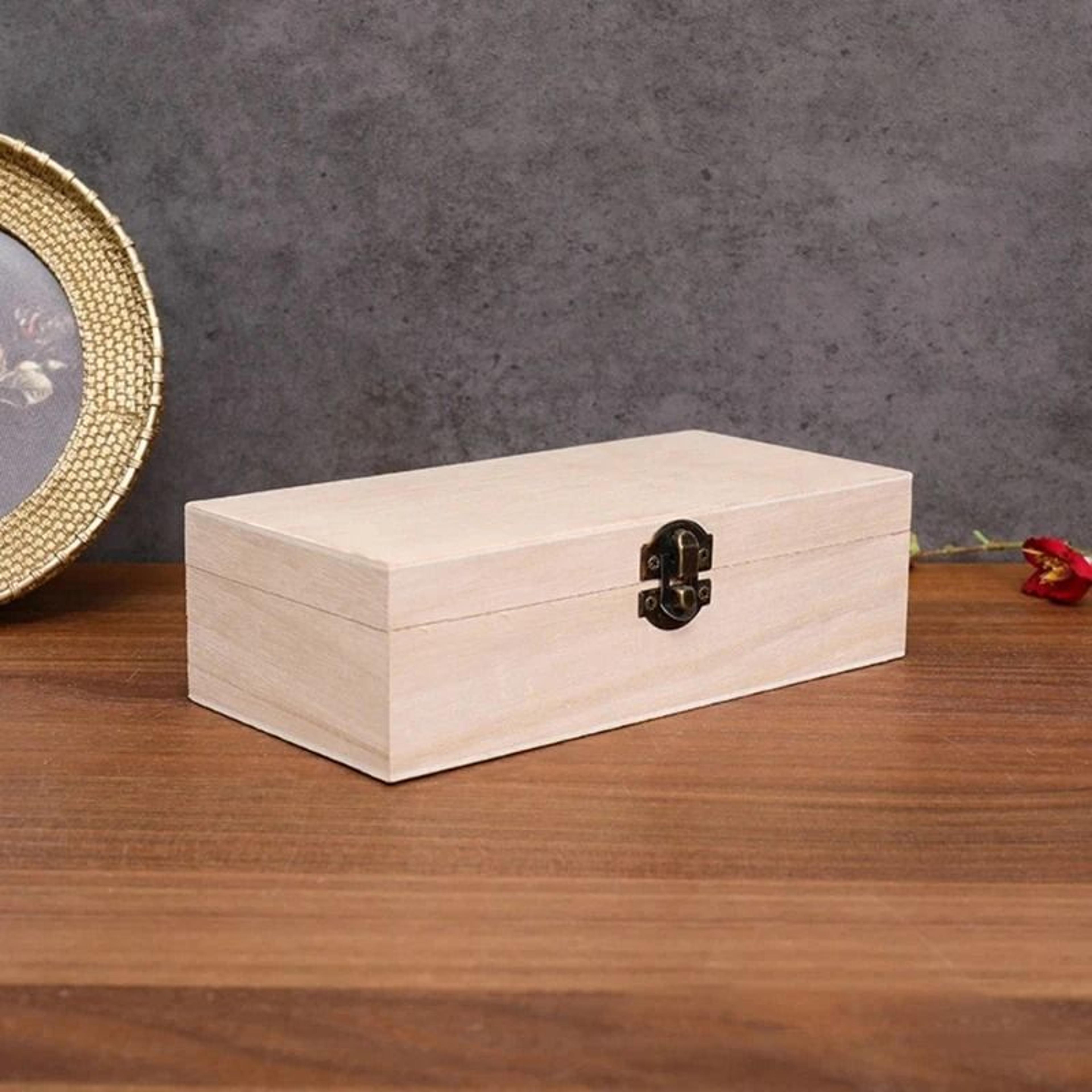 Rectangular Wooden Storage Box Gift Packaging Organizer With Hinged Lid 8