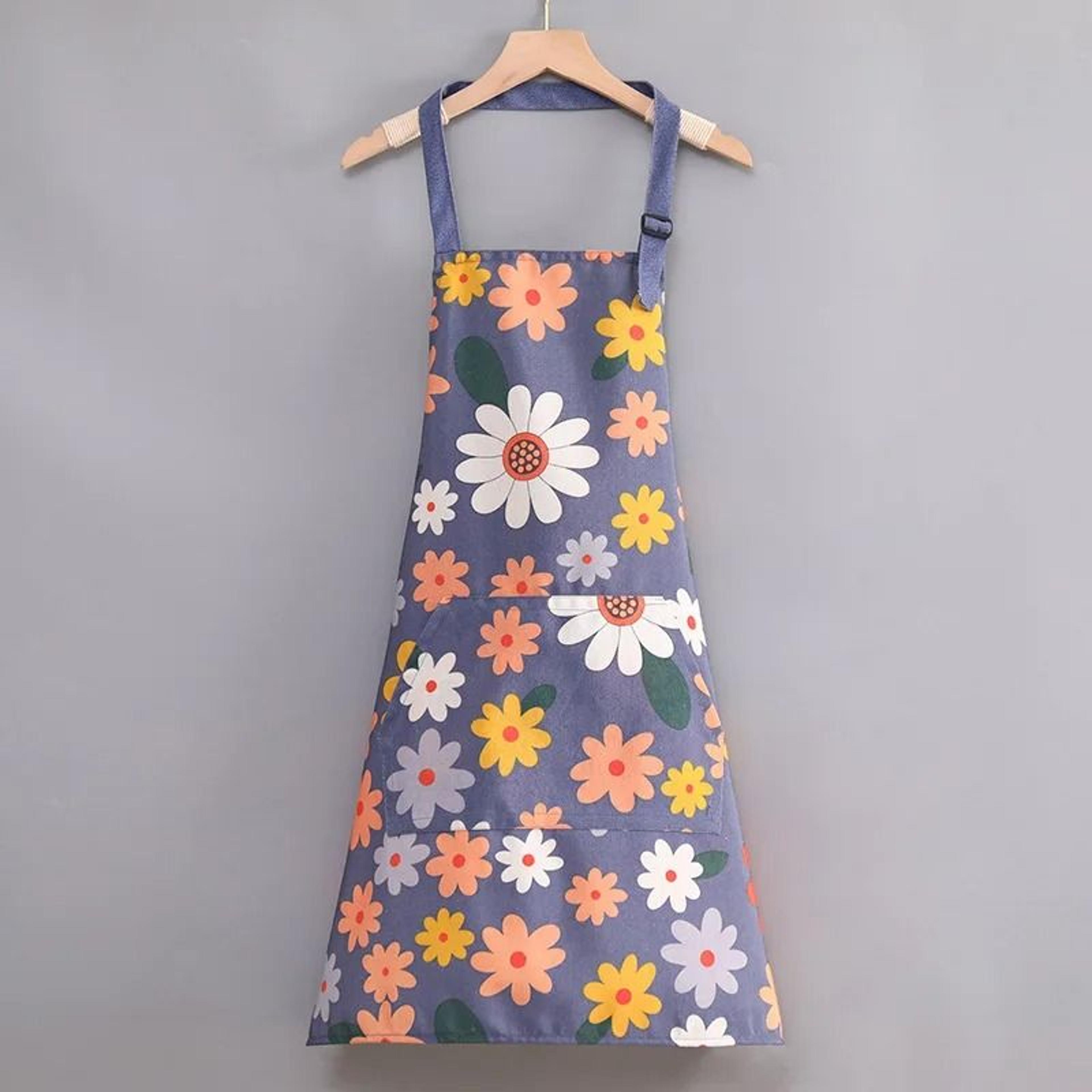 Cartoon Sunflower Kitchen Apron Adjustable Strap Sleeveless Cooking Apron With Pocket 8
