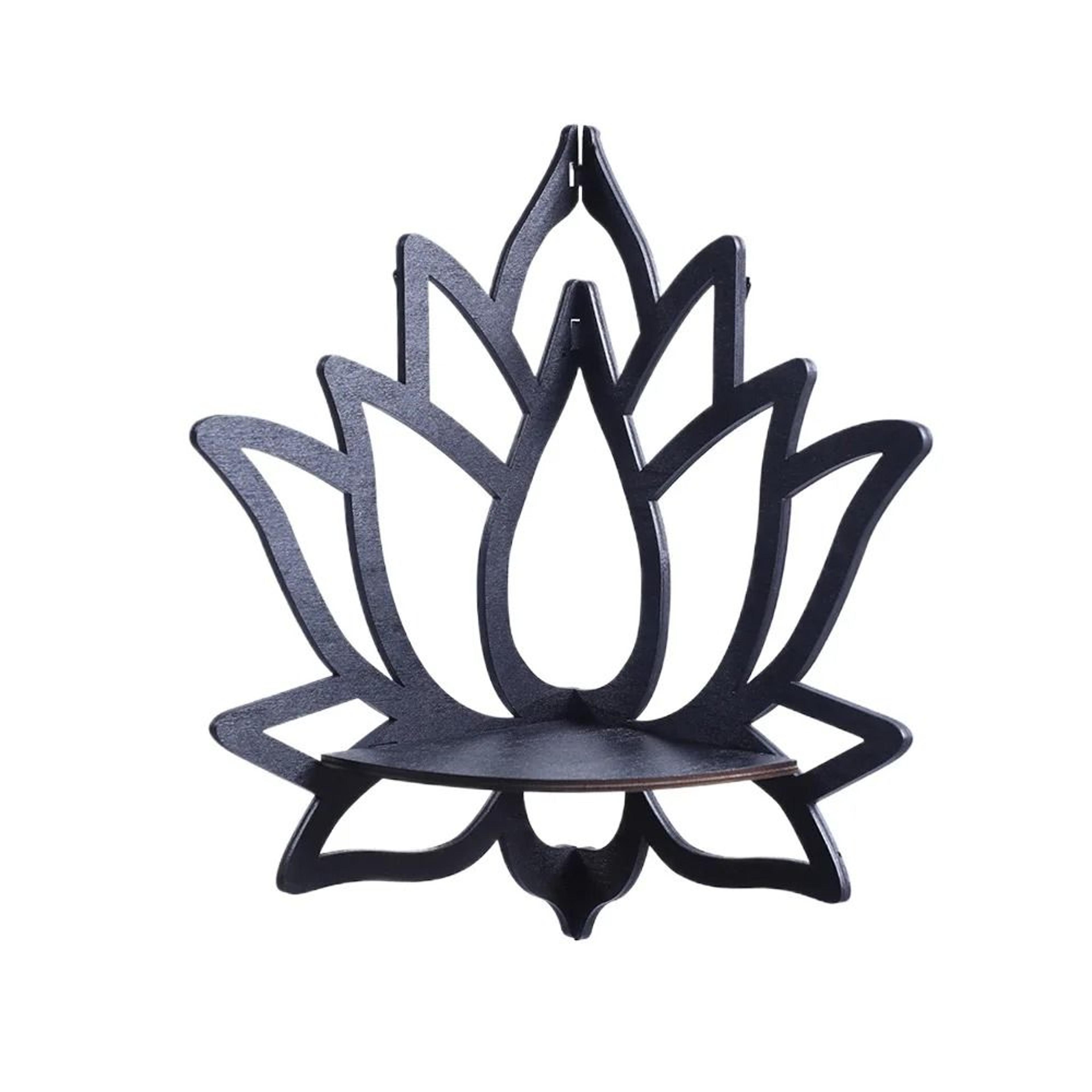 Wooden Lotus Corner Wall Shelf Aromatherapy And Candle Display Rack 7