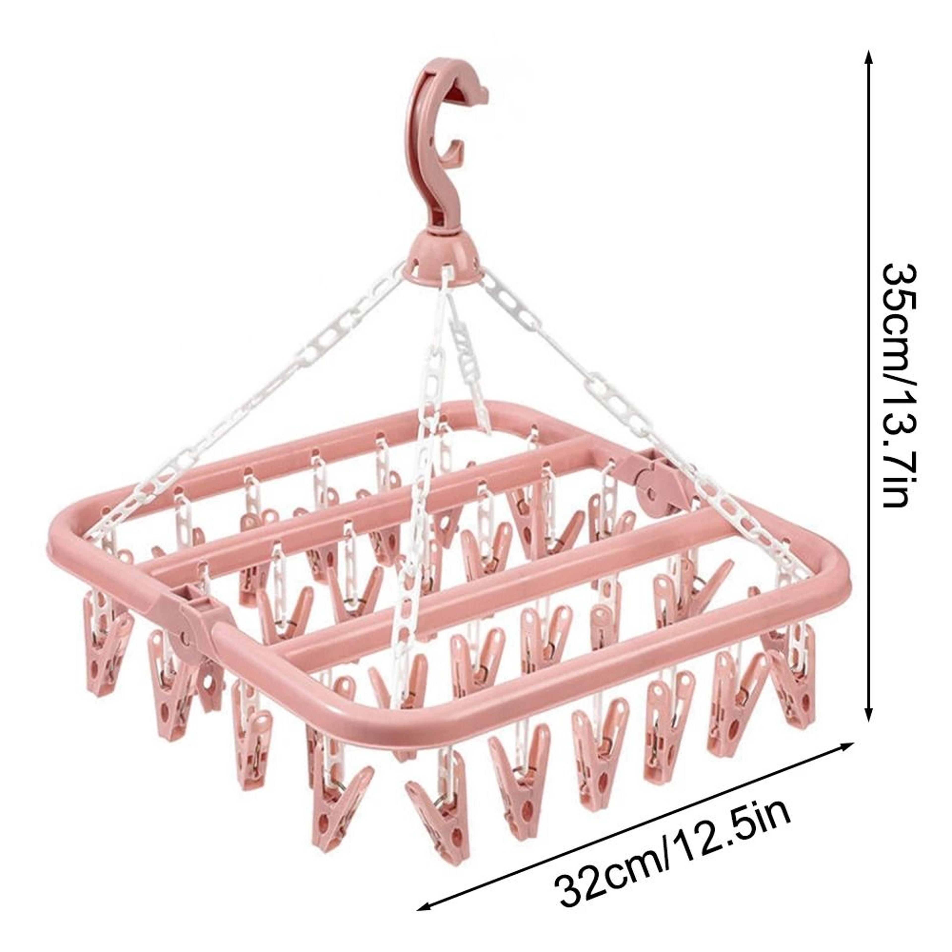 Folding Windproof Socks Clip Drying Hanger Space Saving 32 Clip Laundry Organizer 4