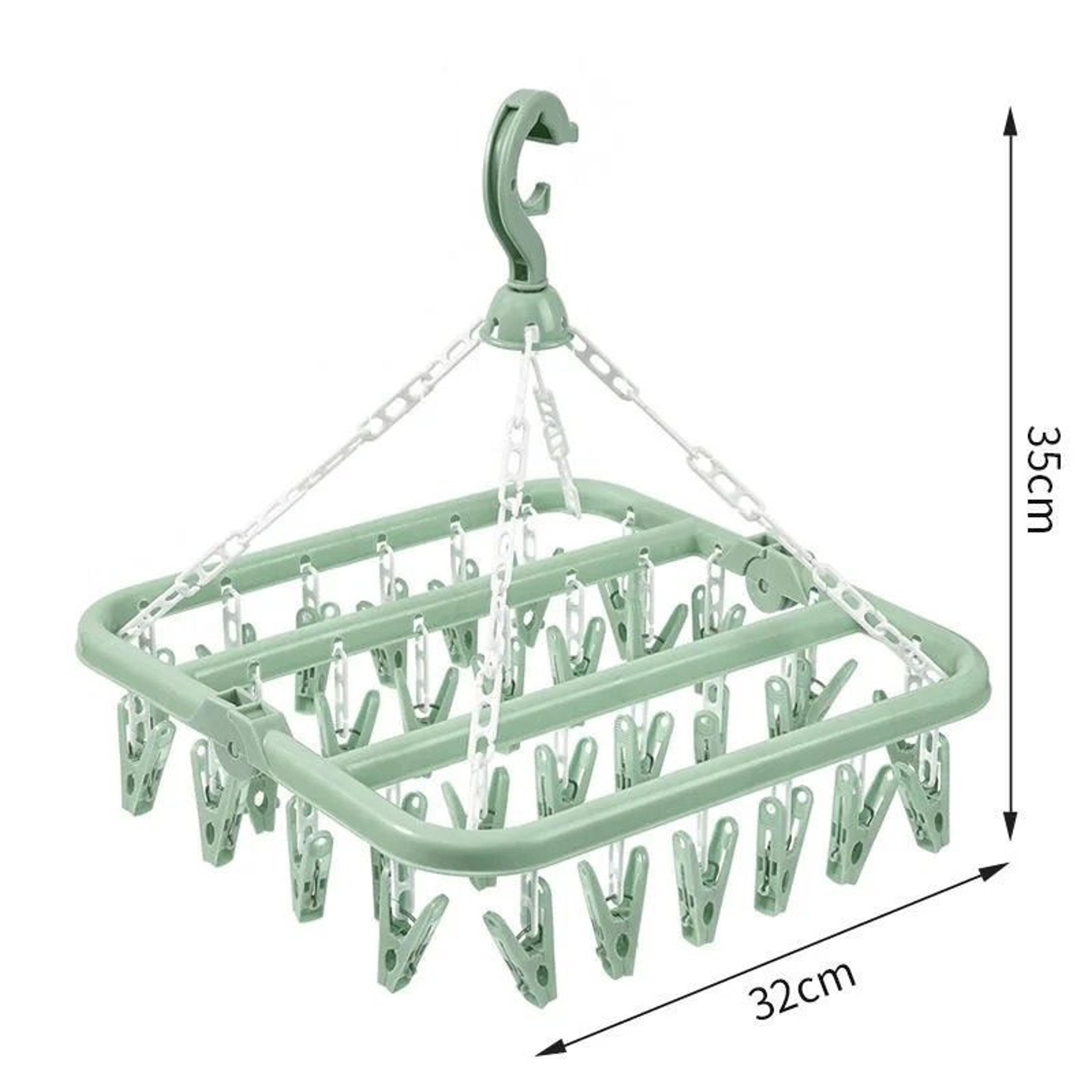 Folding Windproof Socks Clip Drying Hanger Space Saving 32 Clip Laundry Organizer 6