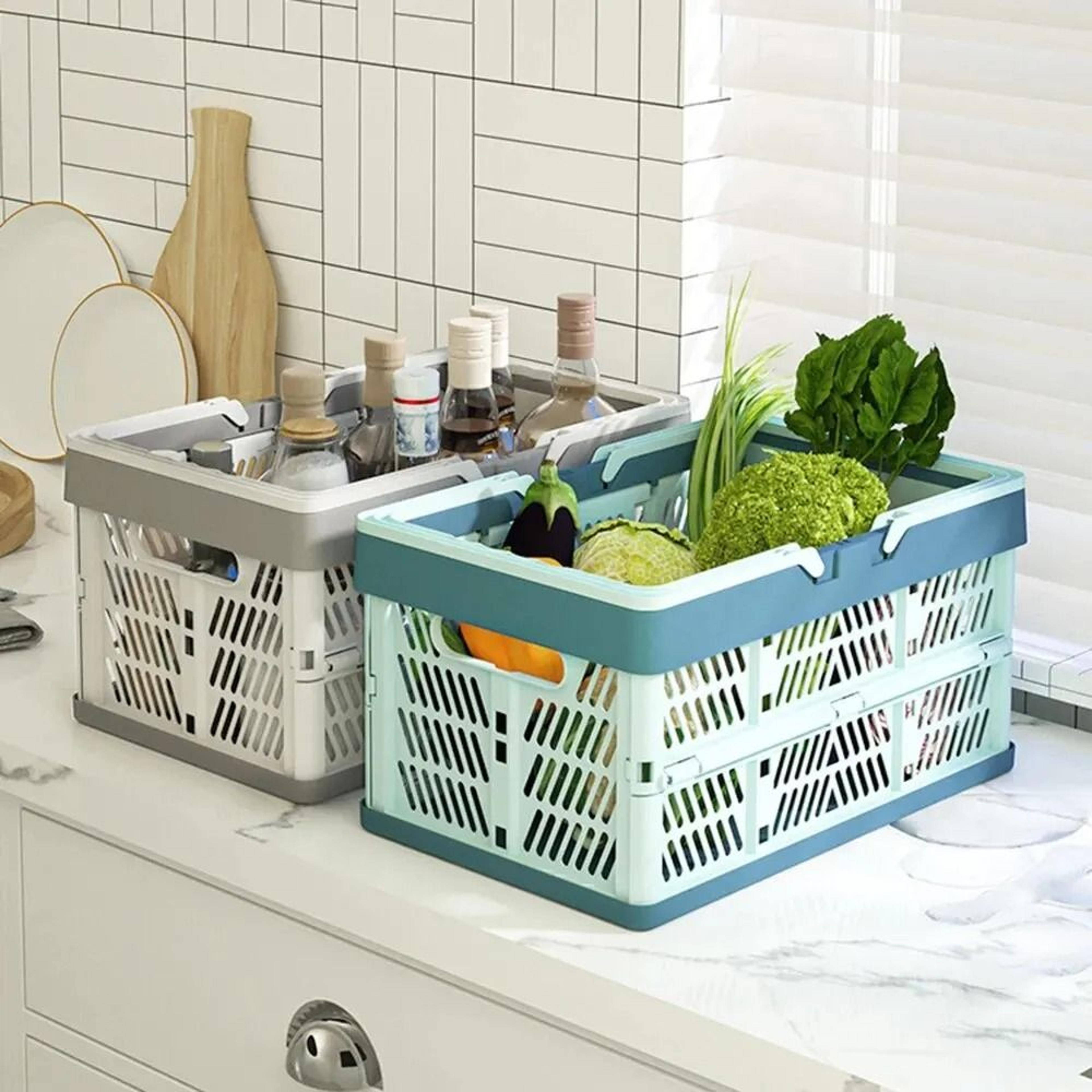 Foldable Picnic Storage Basket Large Capacity Fruit And Vegetable Organizer With Handle 4