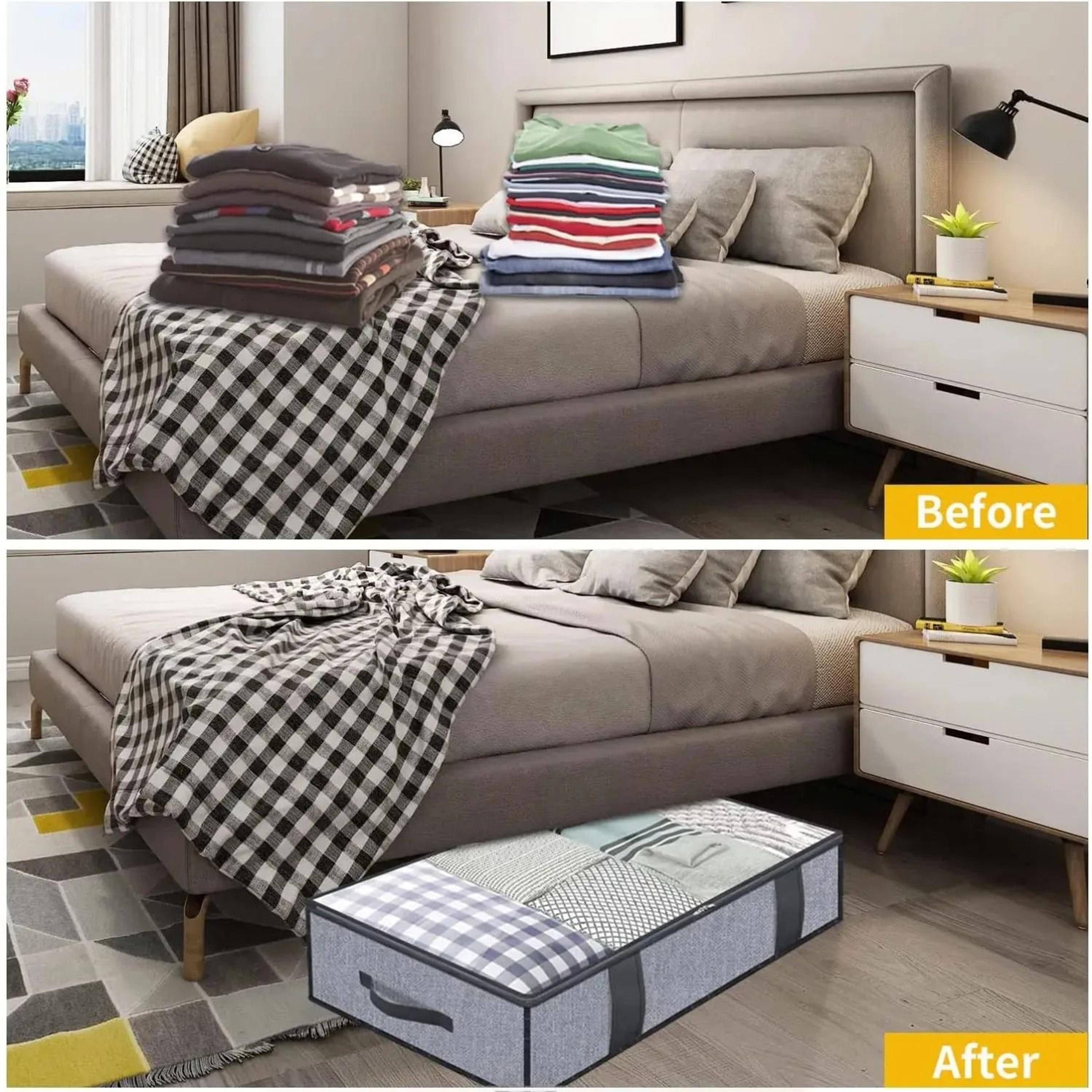 Under Bed Quilt Storage Bags With Lid Foldable Bedding And Clothes Organizer Set Of 2 3