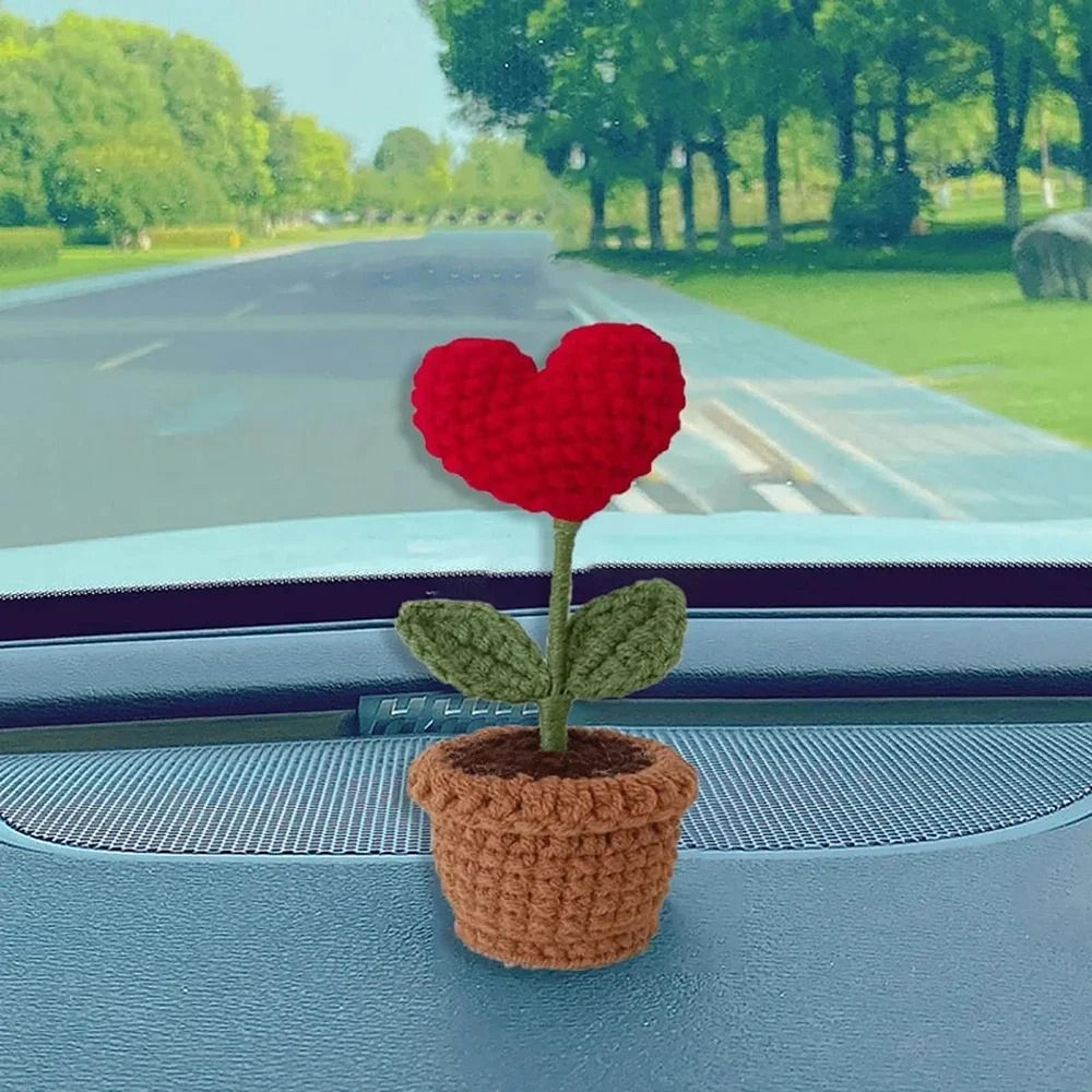 Crochet Style Artificial Potted Flower Mini Decorative Plant Ornament Gift 4