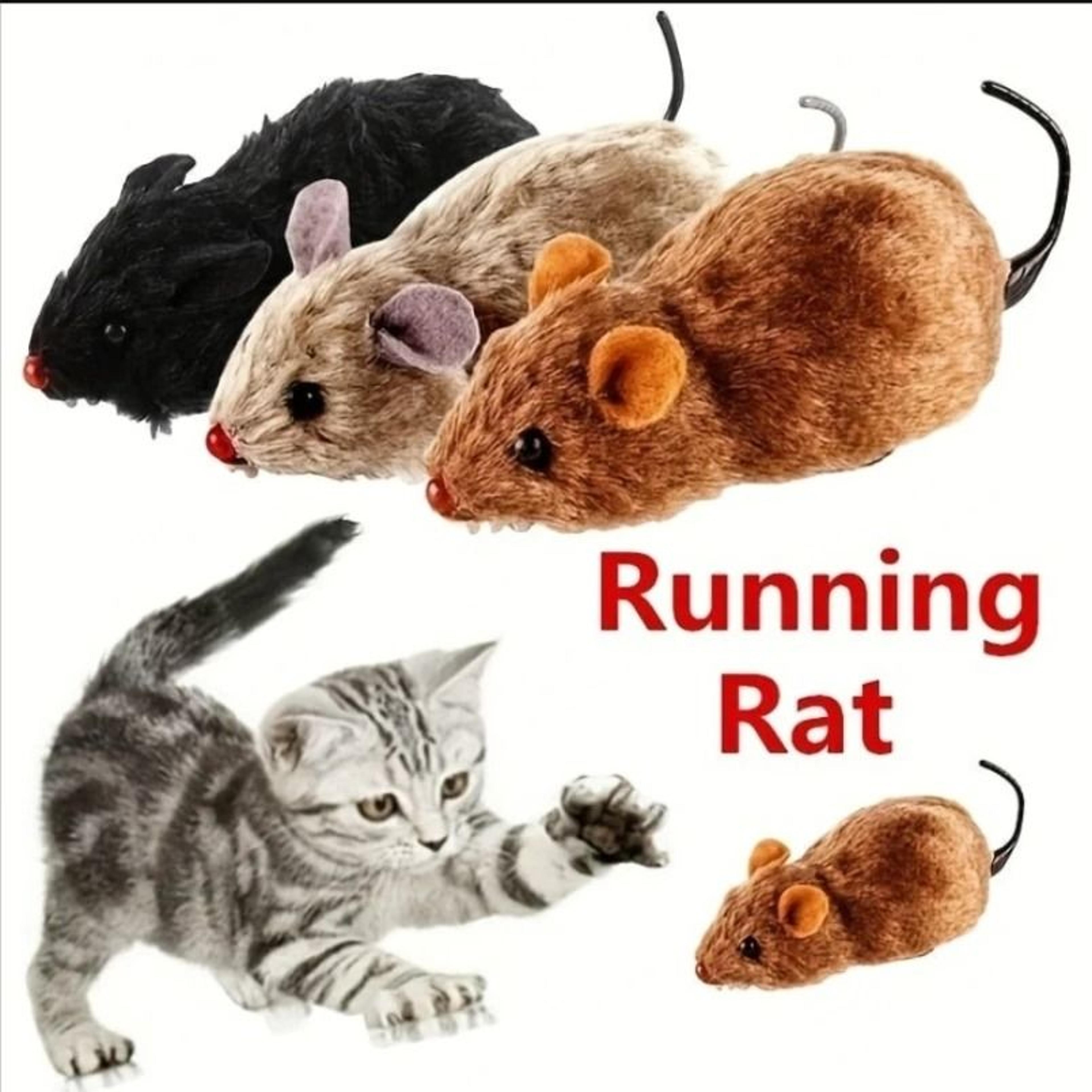 Wind Up Plush Mouse Toy Lifelike Running Pet Toy For Cats And Dogs Random Color 1